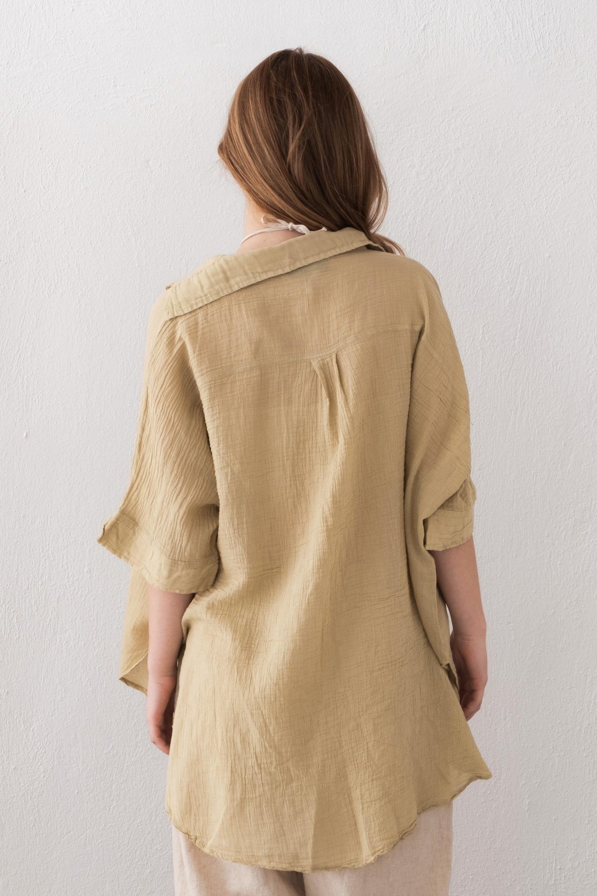 İnce Düğmesiz Oversize Gömlek #renk_Mint