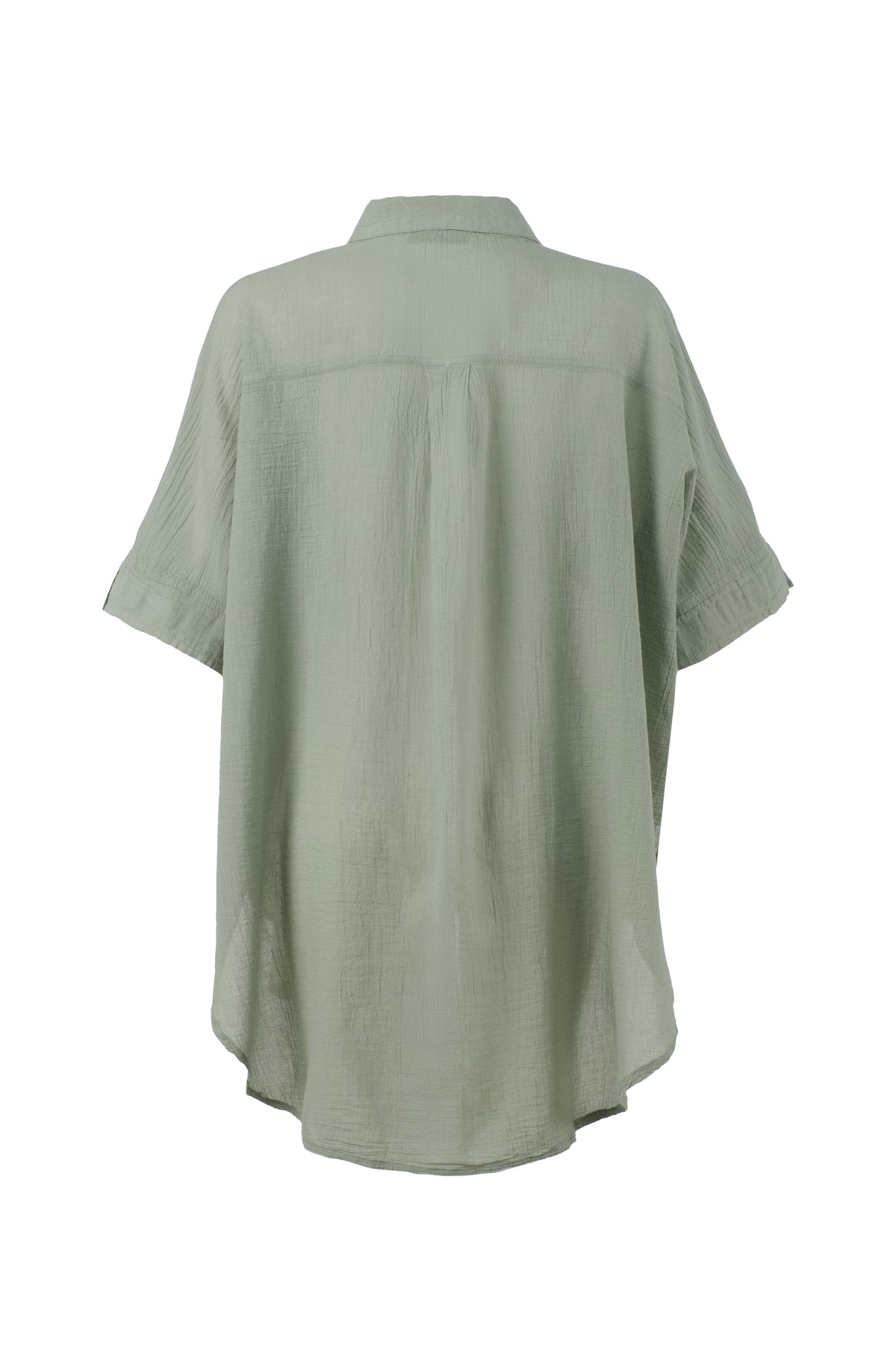 İnce Düğmesiz Oversize Gömlek #renk_Yosun Yeşili