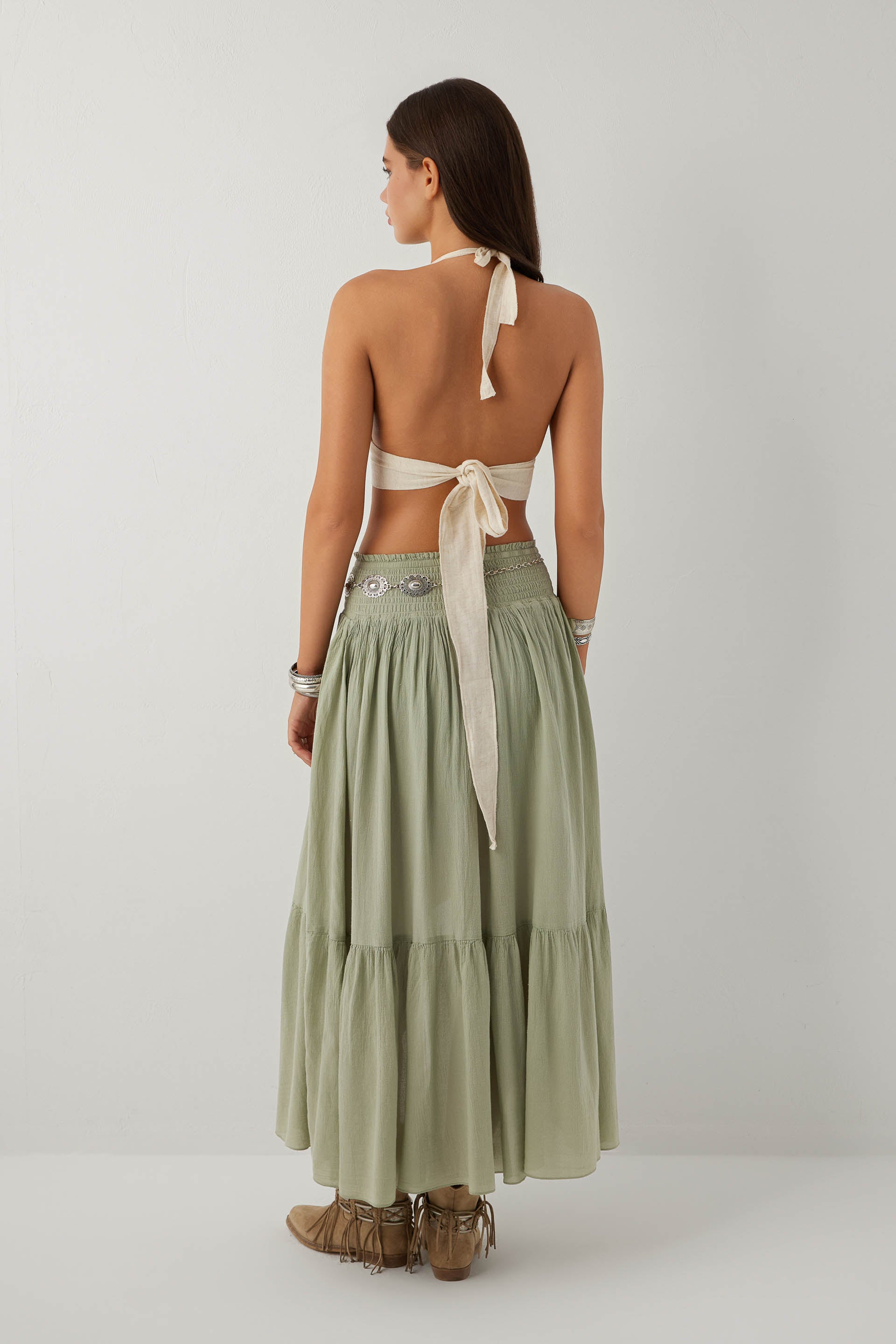 Arkadan Bağlamalı Pamuk Kadın Bralet Crop Top #renk_Doğal
