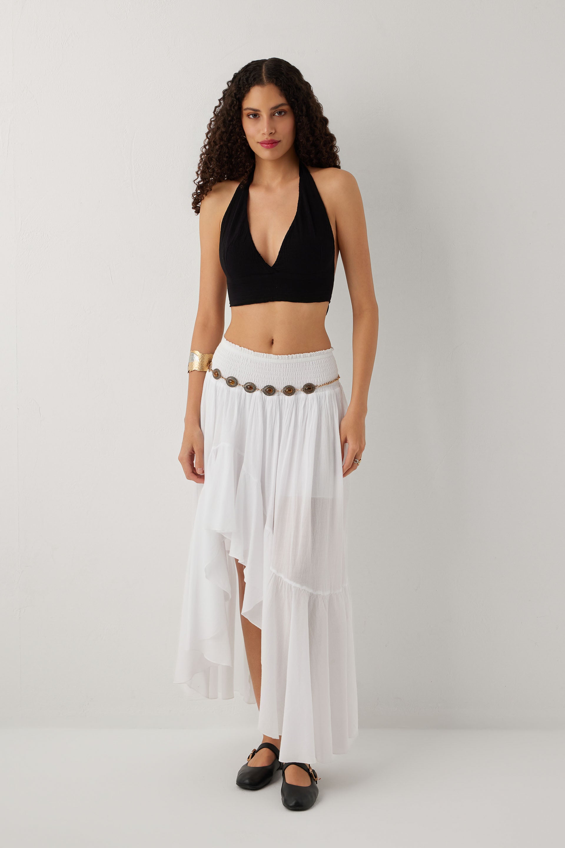 Arkadan Bağlamalı Pamuk Kadın Bralet Crop Top #renk_Siyah