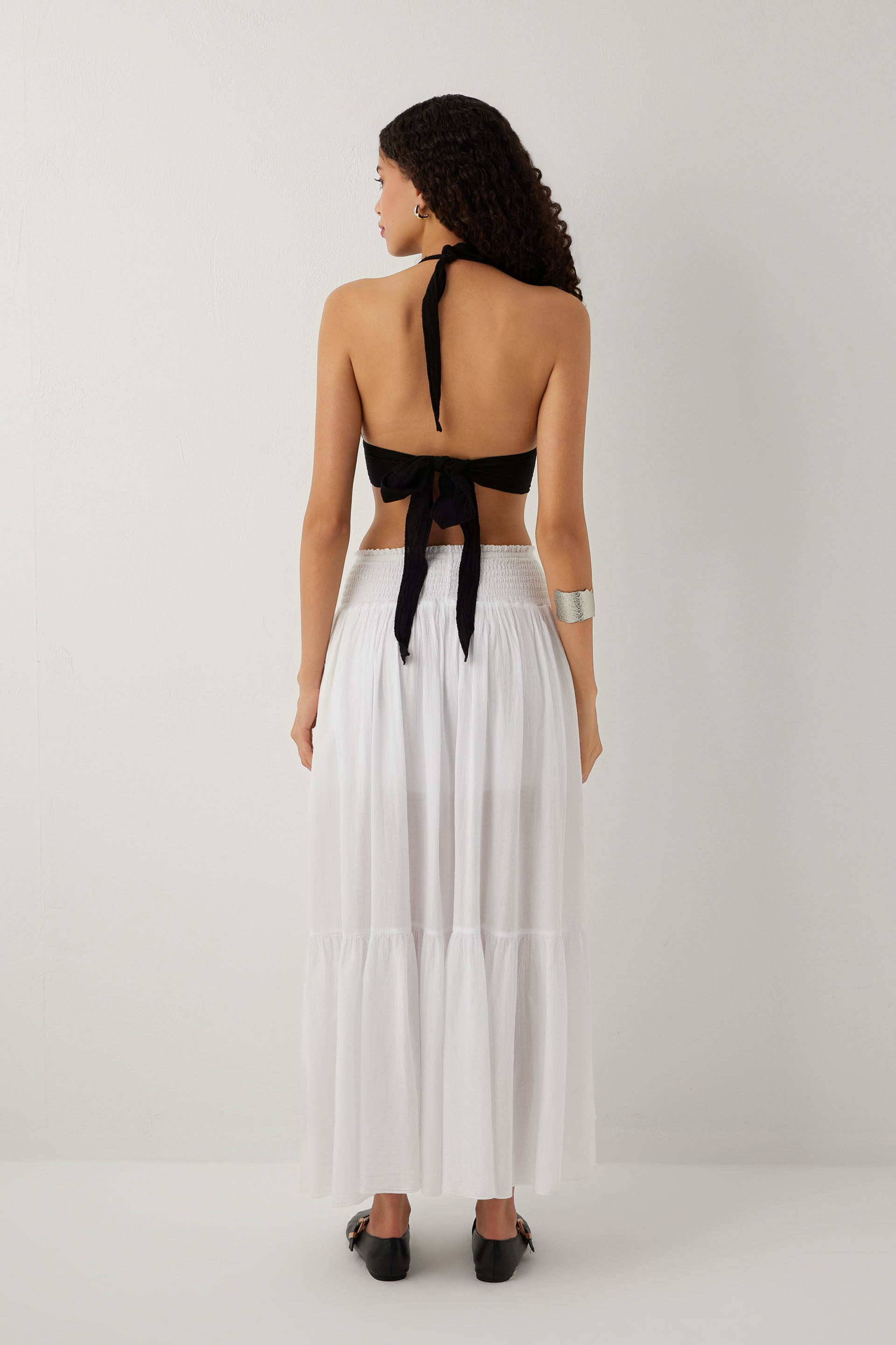 Arkadan Bağlamalı Pamuk Kadın Bralet Crop Top #renk_Siyah