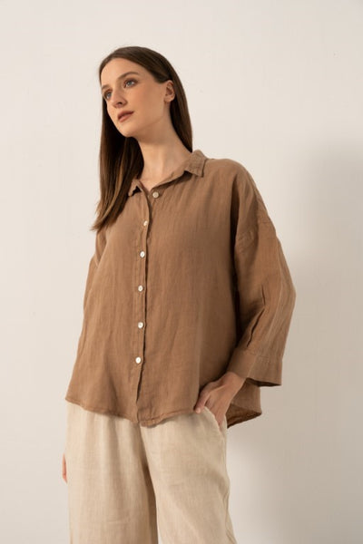 Pure Linen Batwing Sleeve Shirt