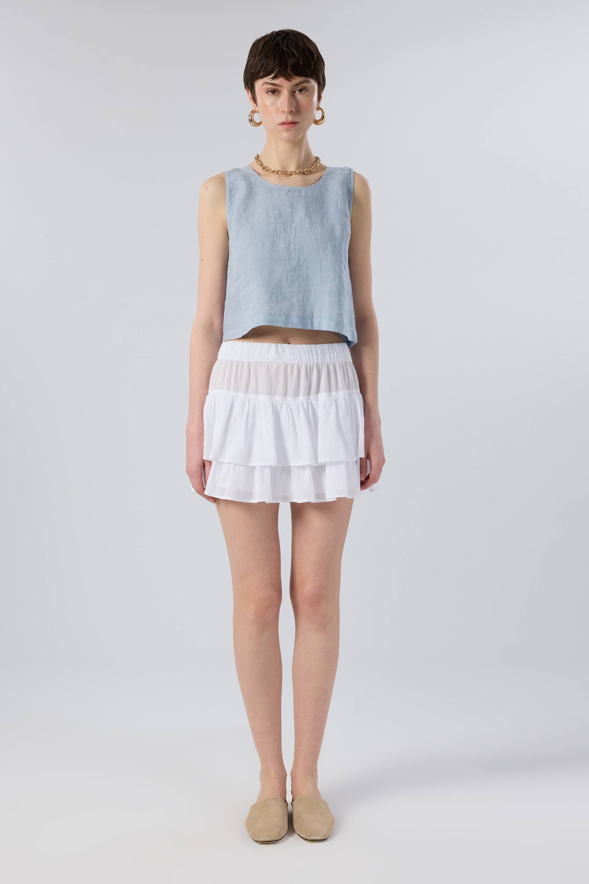 Breeze Katlı Şort Astarlı Mini Etek #renk_Beyaz