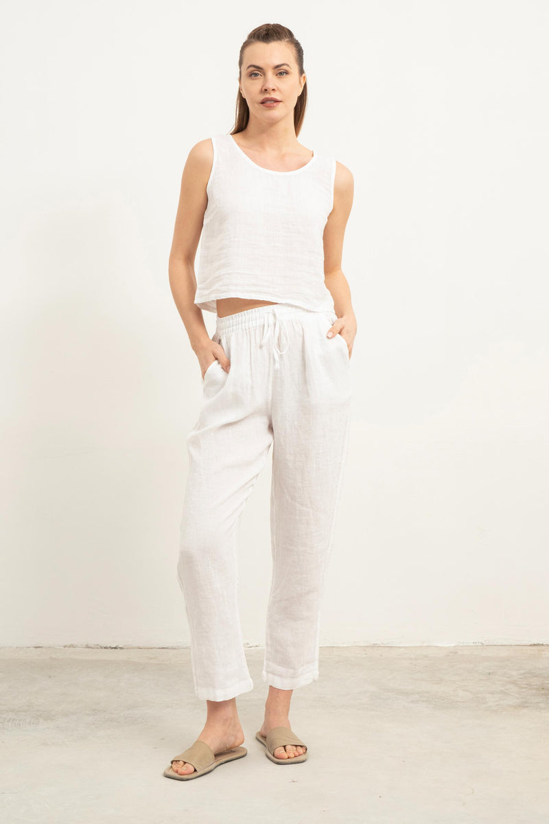 Pure Linen Carrot Cut Pants