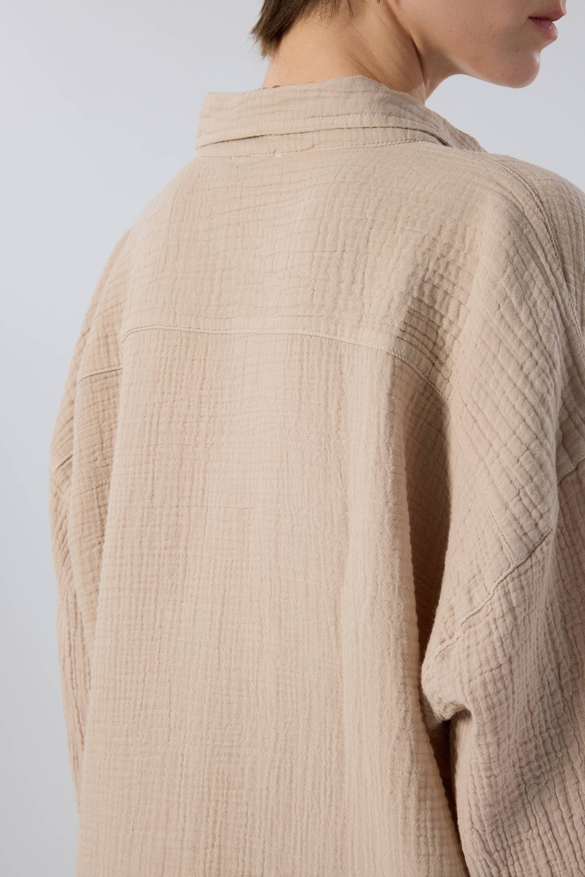Oversize Müslin Kadın Gömlek #renk_Flax