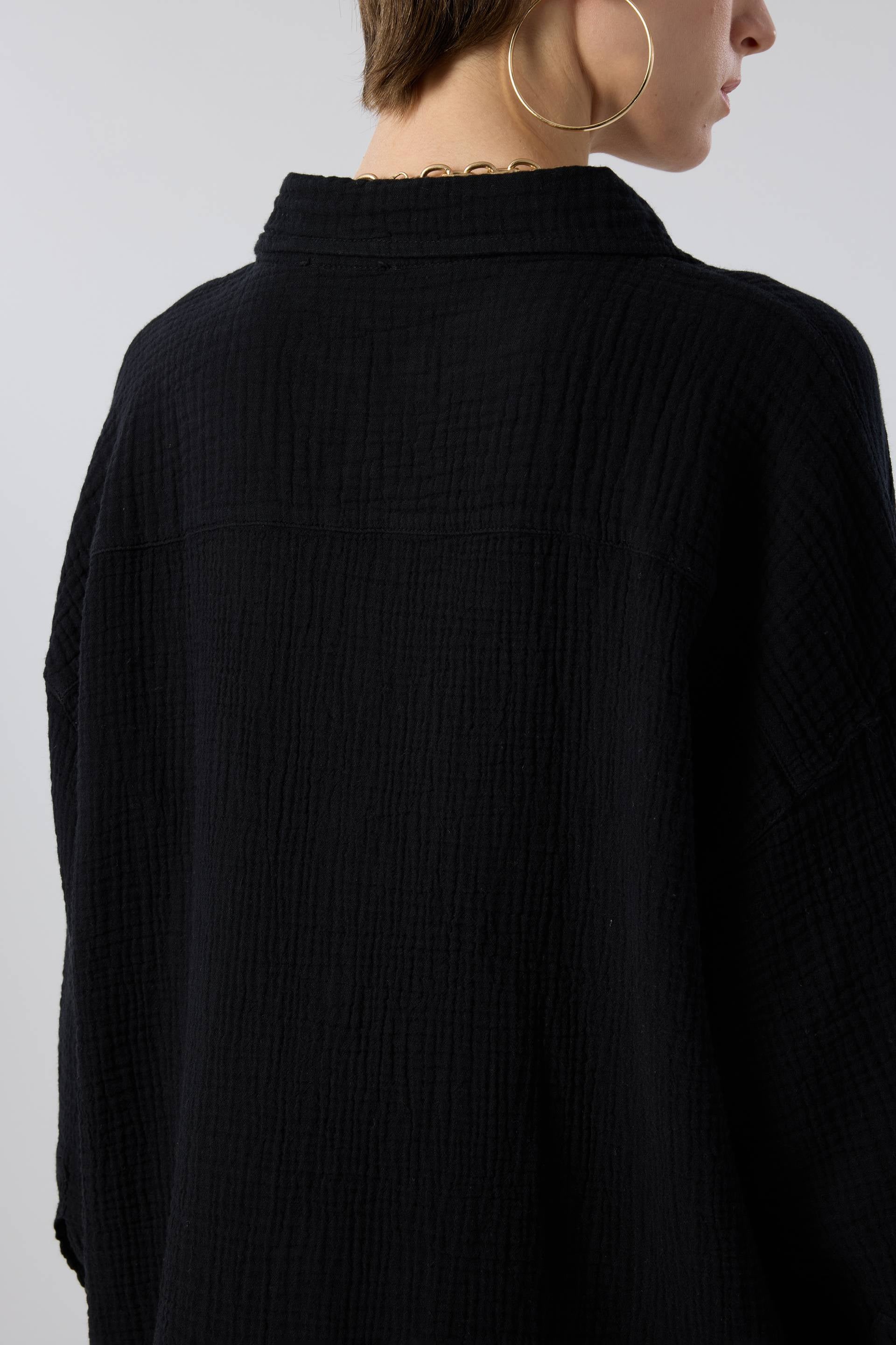 Oversize Müslin Kadın Gömlek #renk_Siyah