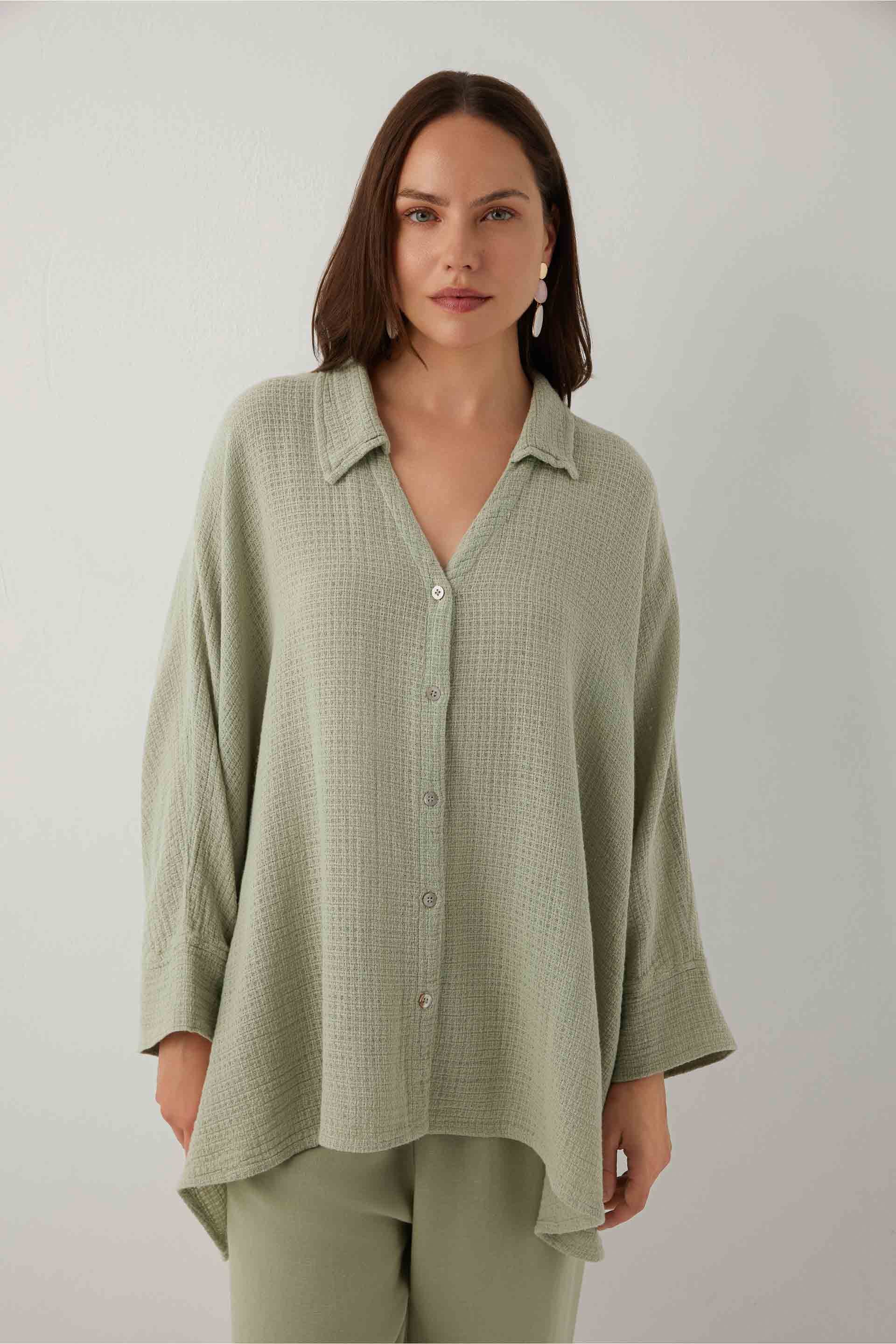 Ease Etamin Dokulu Kimono Gömlek