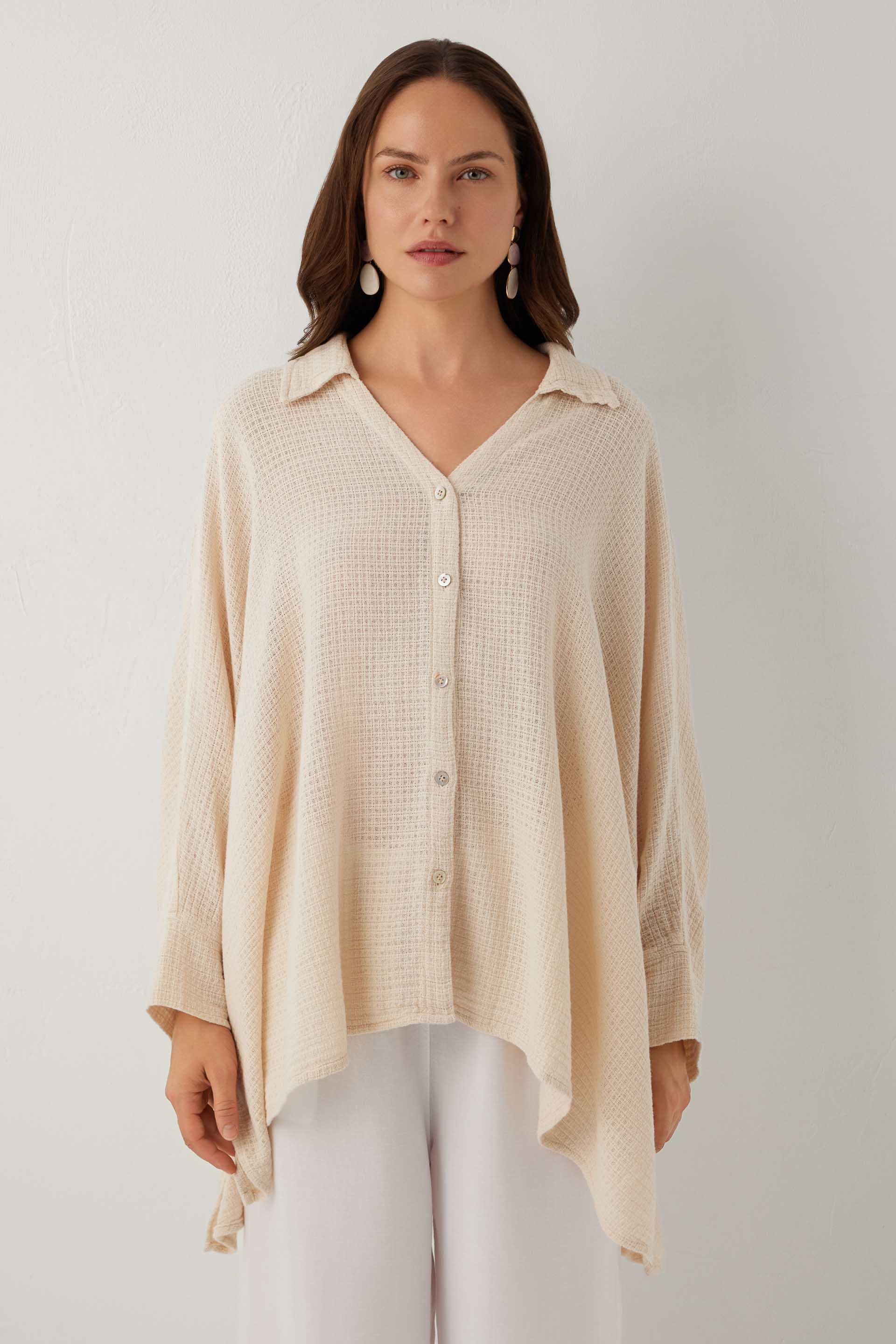 Ease Etamin Dokulu Kimono Gömlek