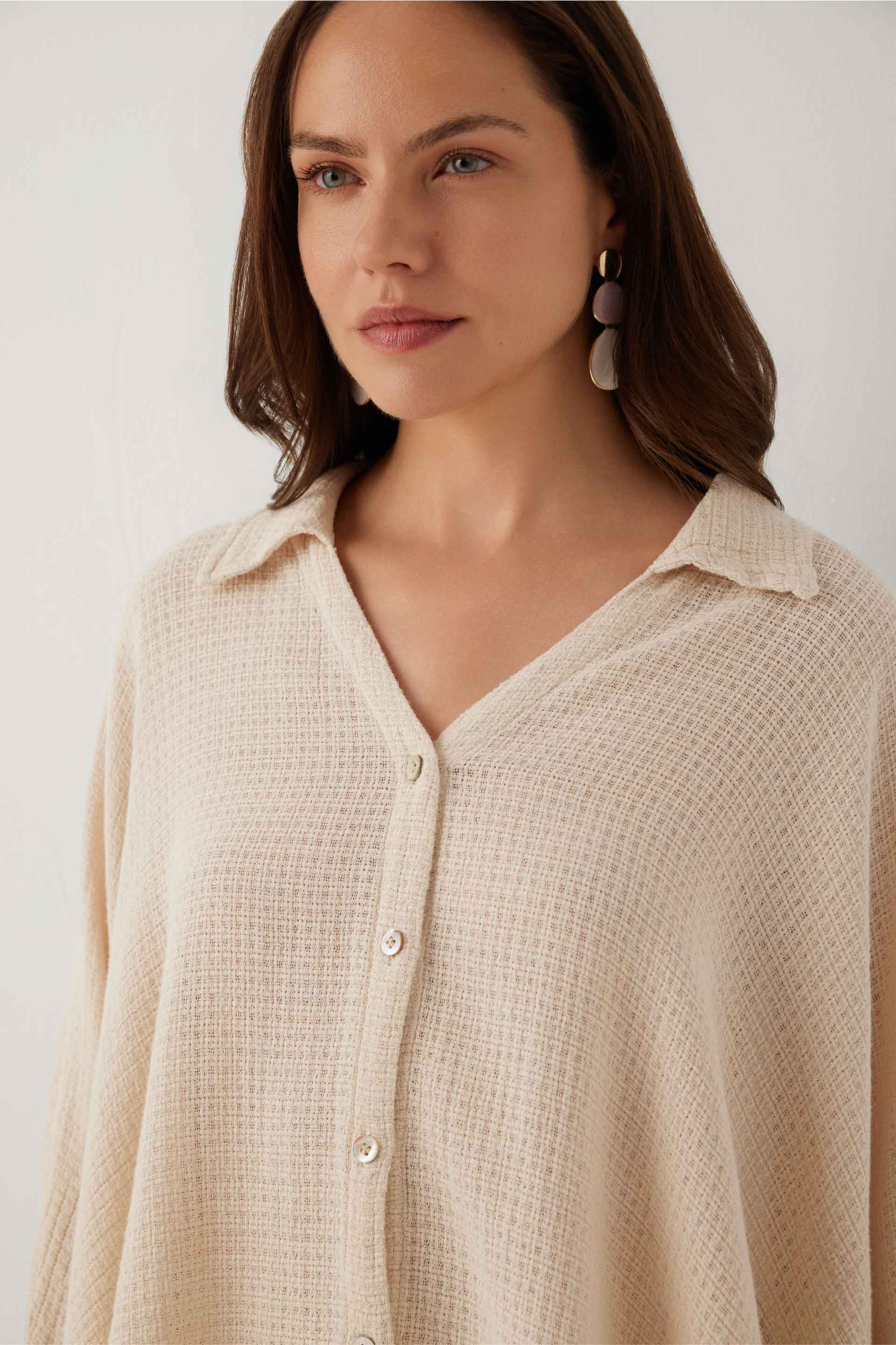 Ease Etamin Dokulu Kimono Gömlek