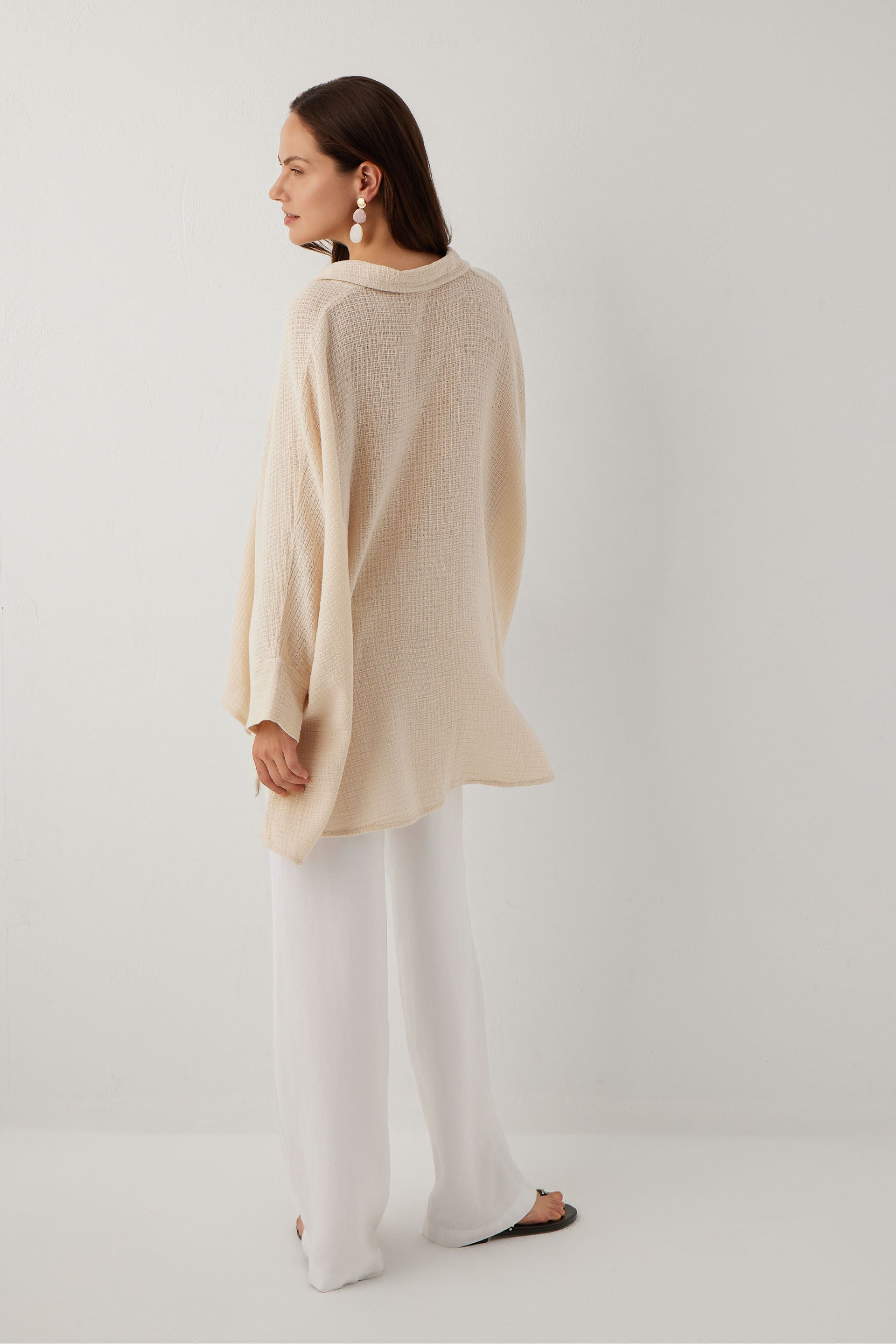 Ease Etamin Dokulu Kimono Gömlek