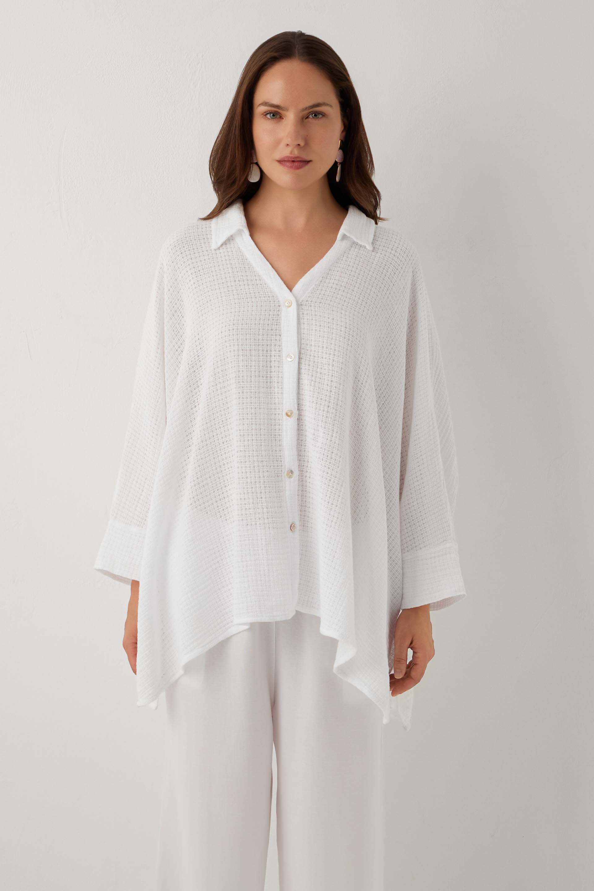 Ease Etamin Dokulu Kimono Gömlek