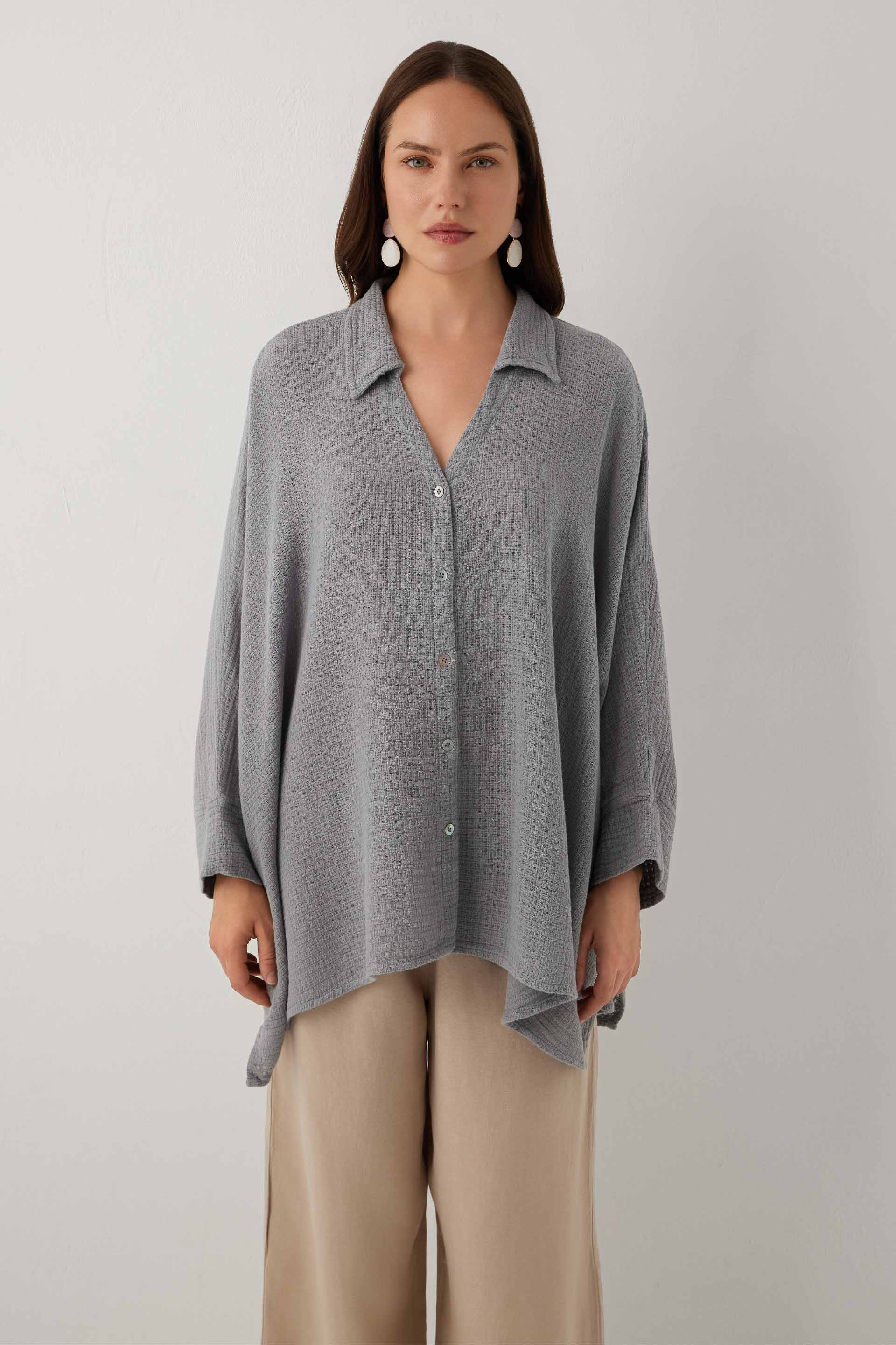 Ease Etamin Dokulu Kimono Gömlek