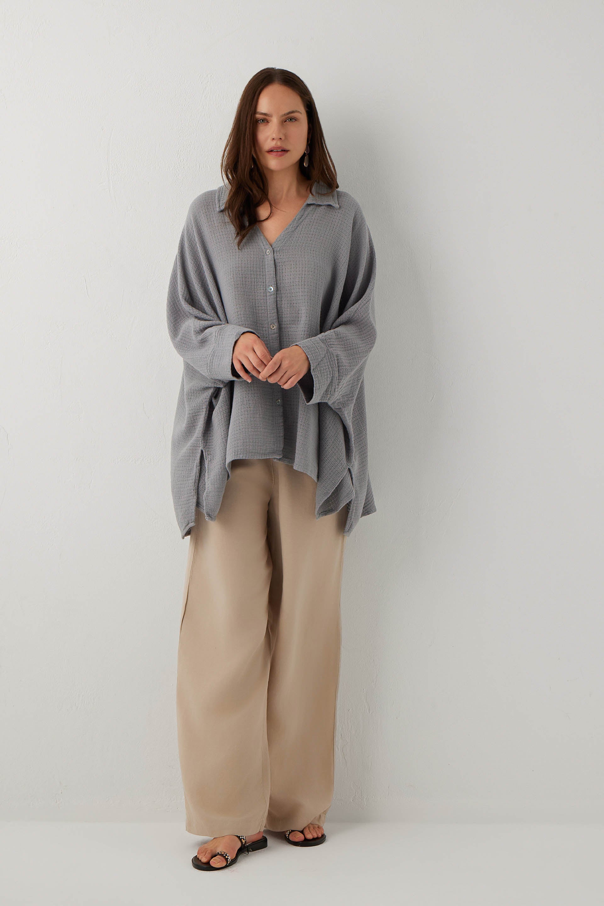 Ease Etamin Dokulu Kimono Gömlek