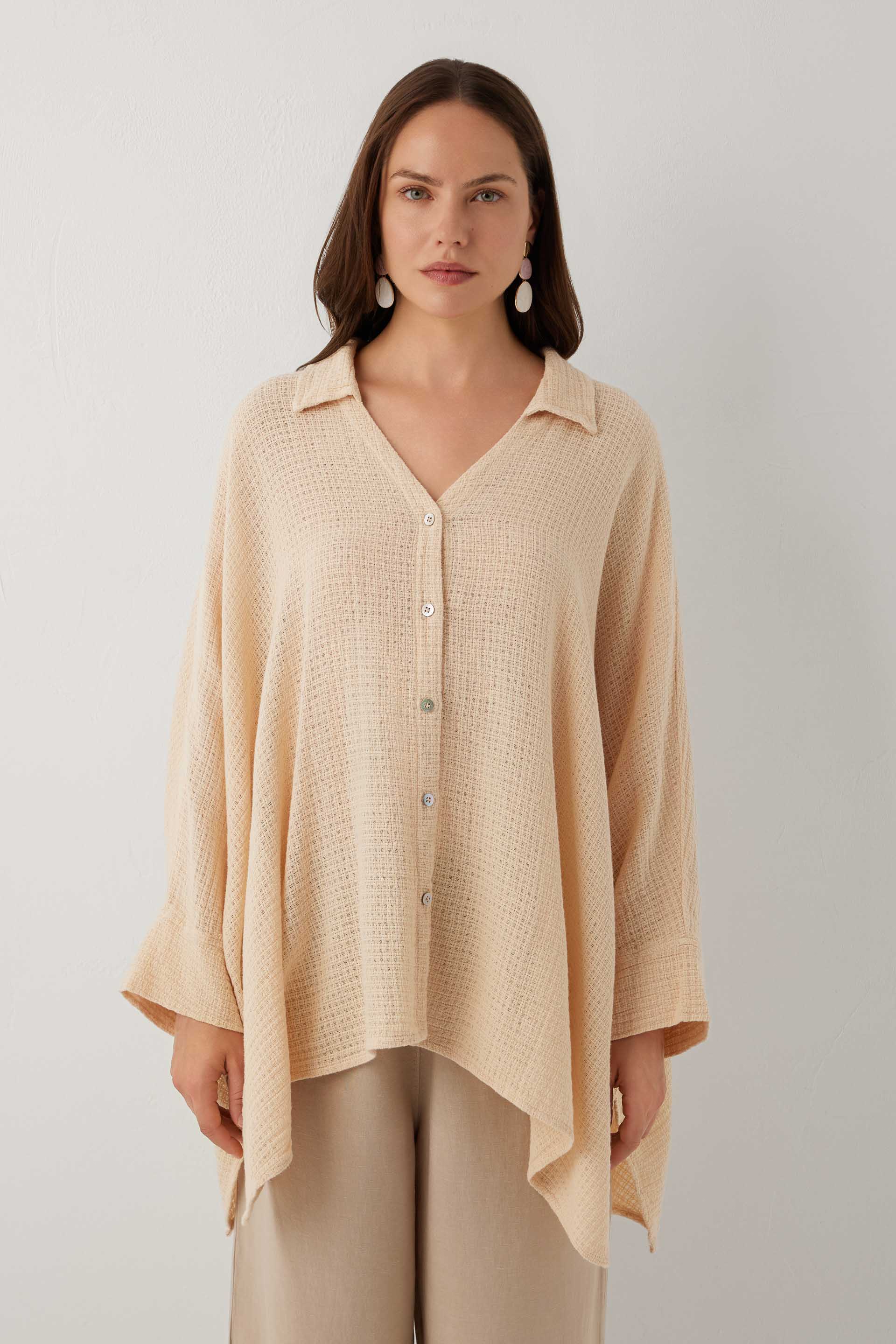 Ease Etamin Dokulu Kimono Gömlek