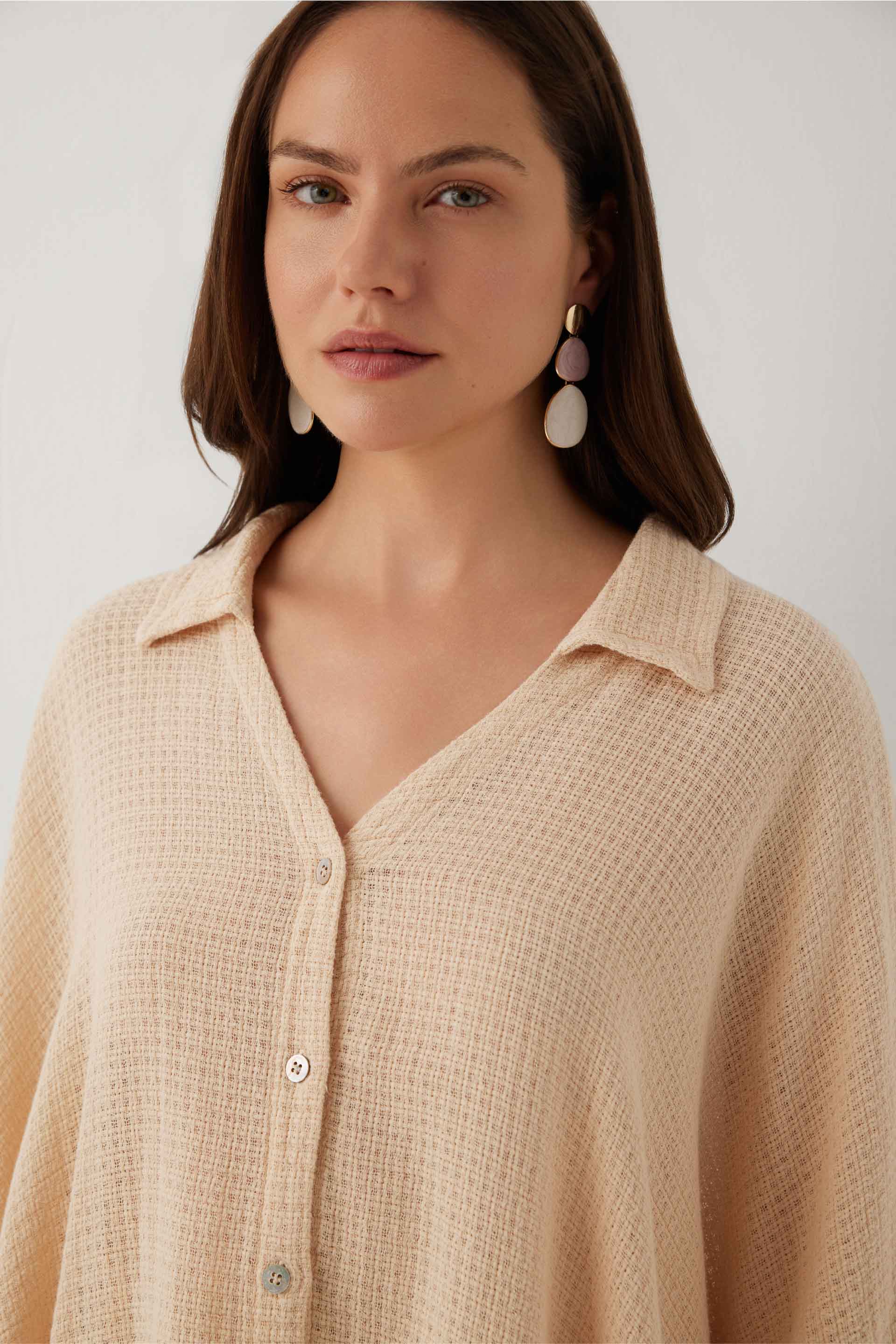 Ease Etamin Dokulu Kimono Gömlek