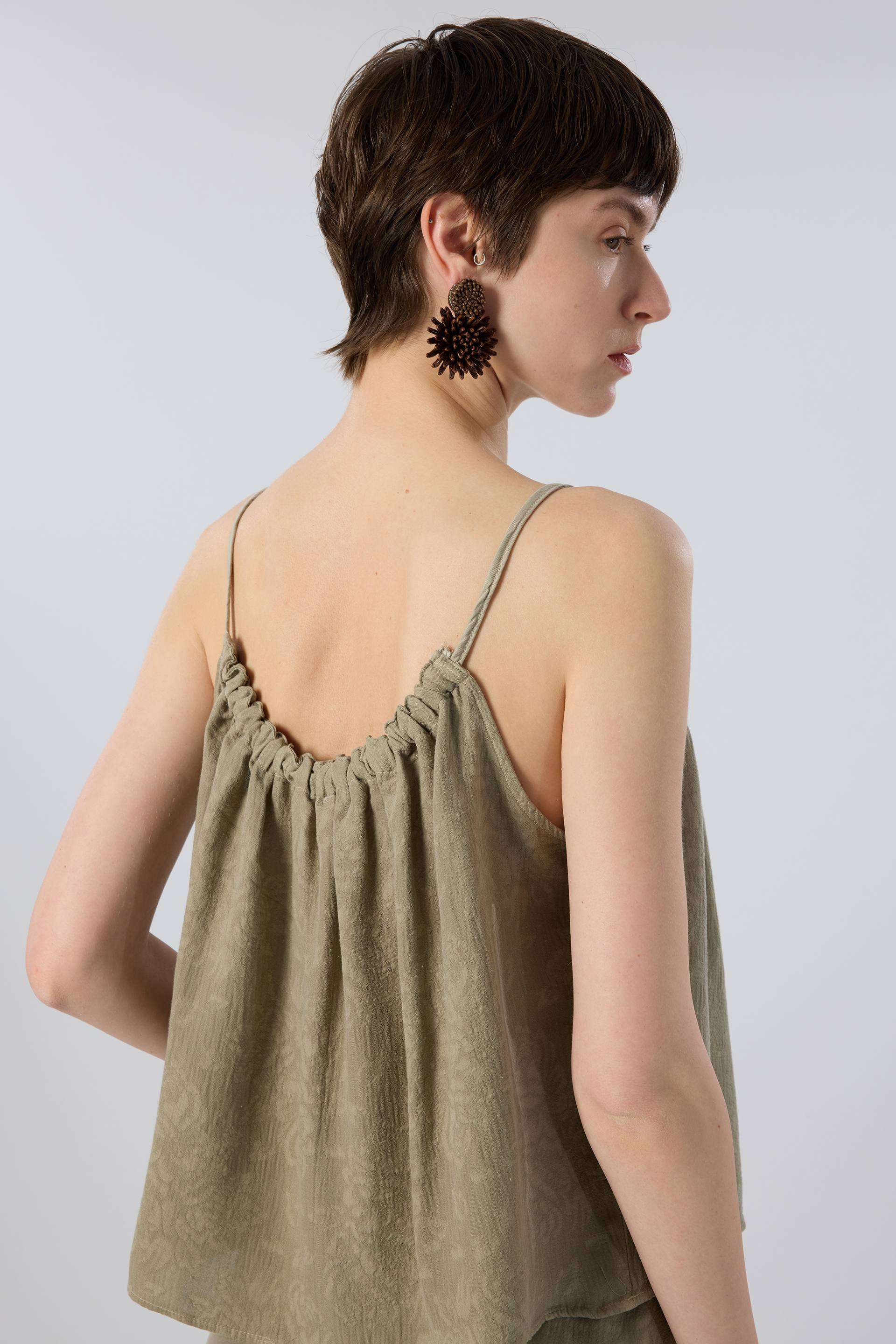 Luma dokulu Tencel bluz - olive yeşili kadın bluz #renk_Olive