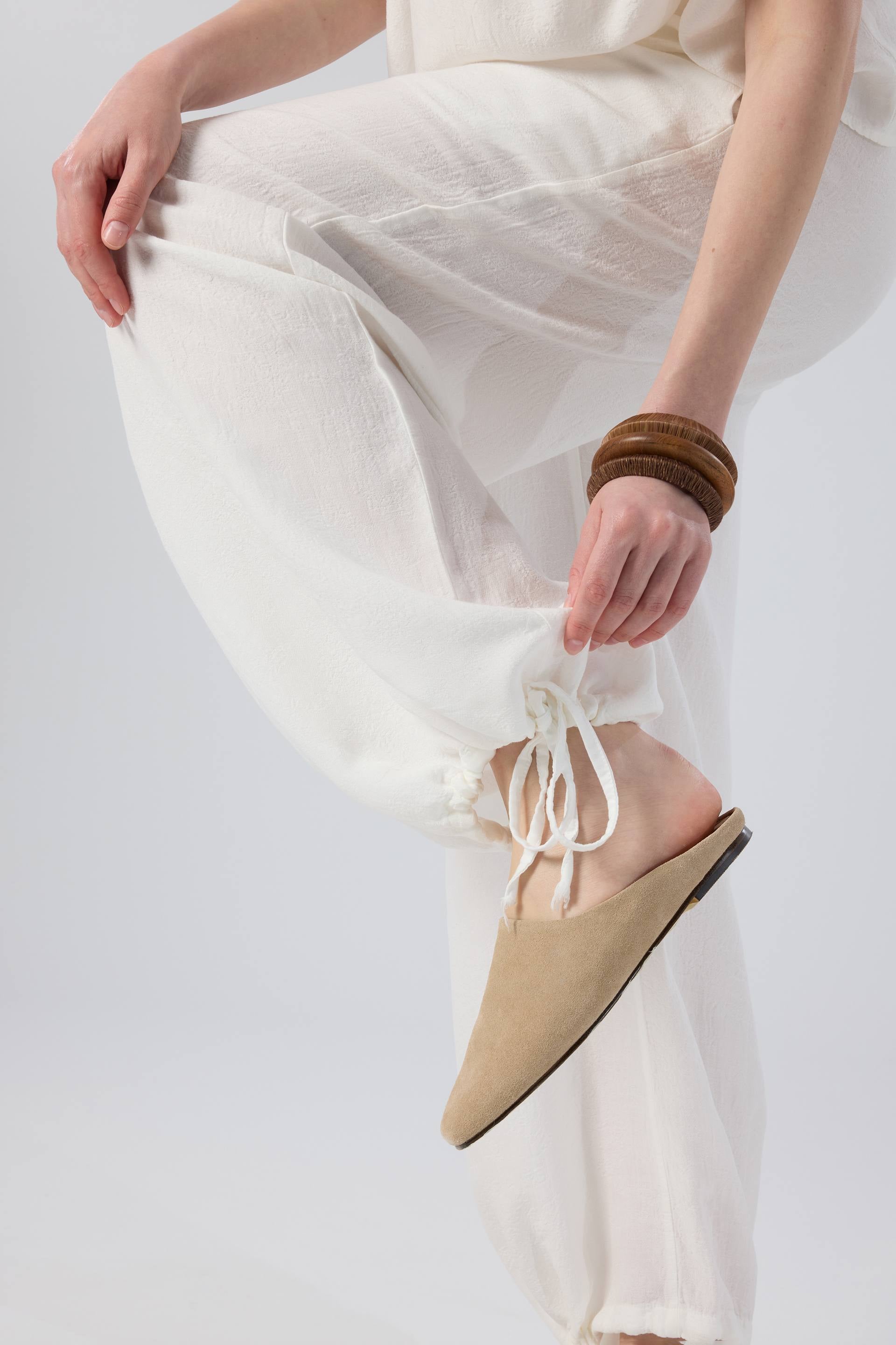 Luma Dokulu Tencel Pantolon #renk_Beyaz