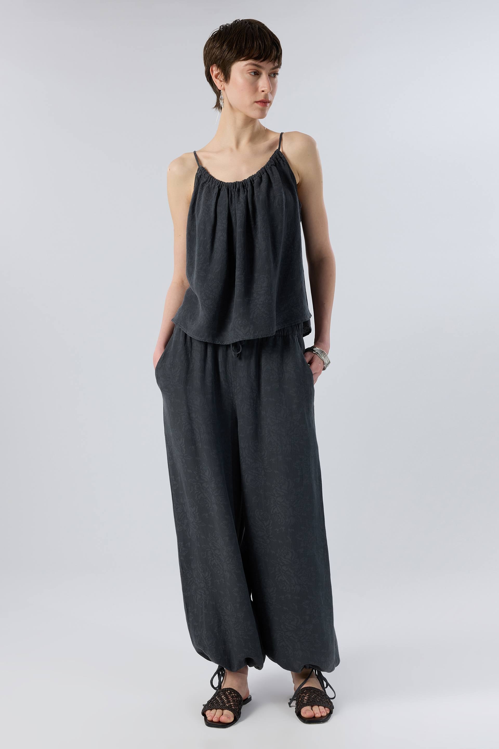 Luma dokulu Tencel bluz - Antrasit kadın bluz #renk_Antrasit