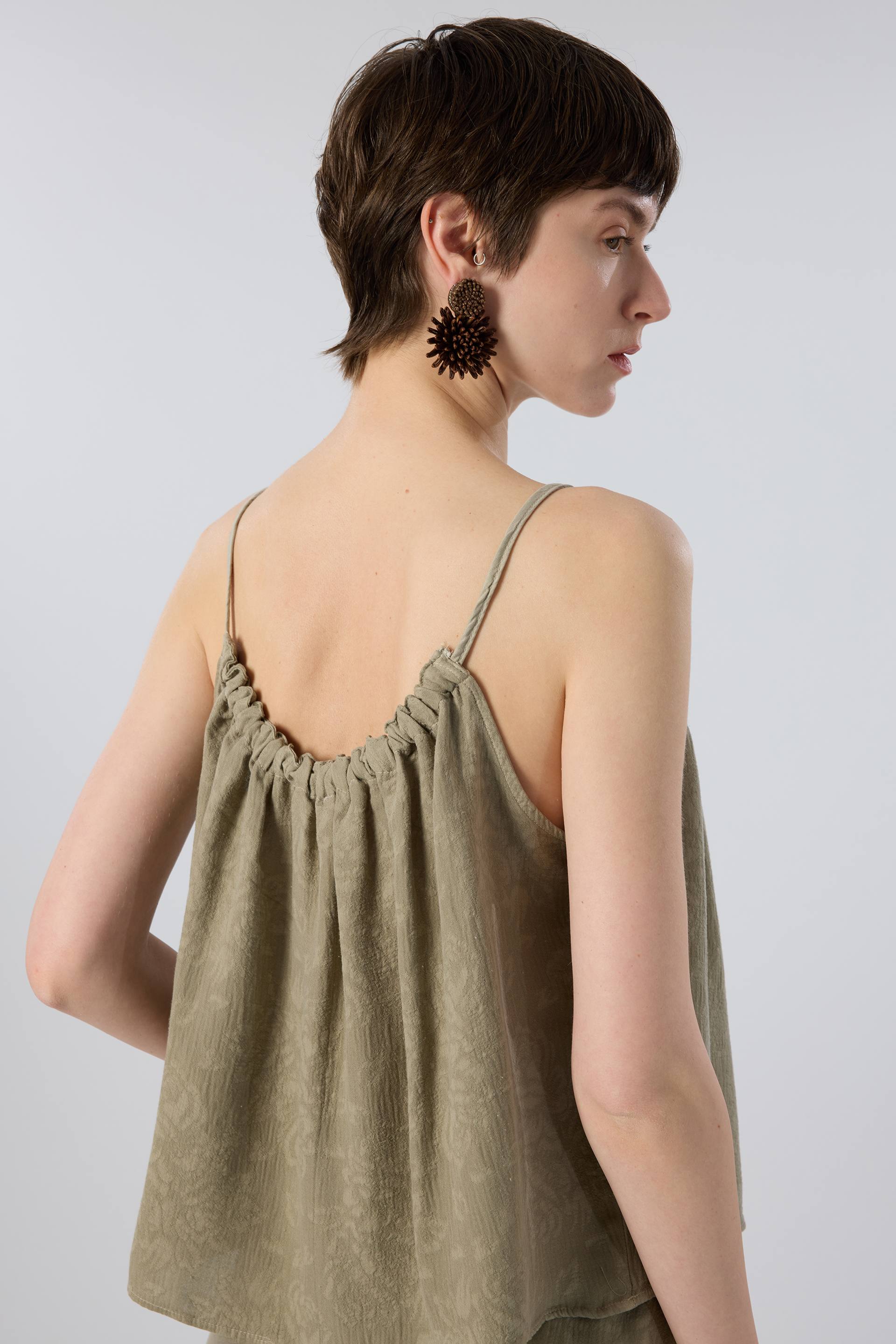Luma dokulu Tencel bluz - olive yeşili kadın bluz #renk_Olive