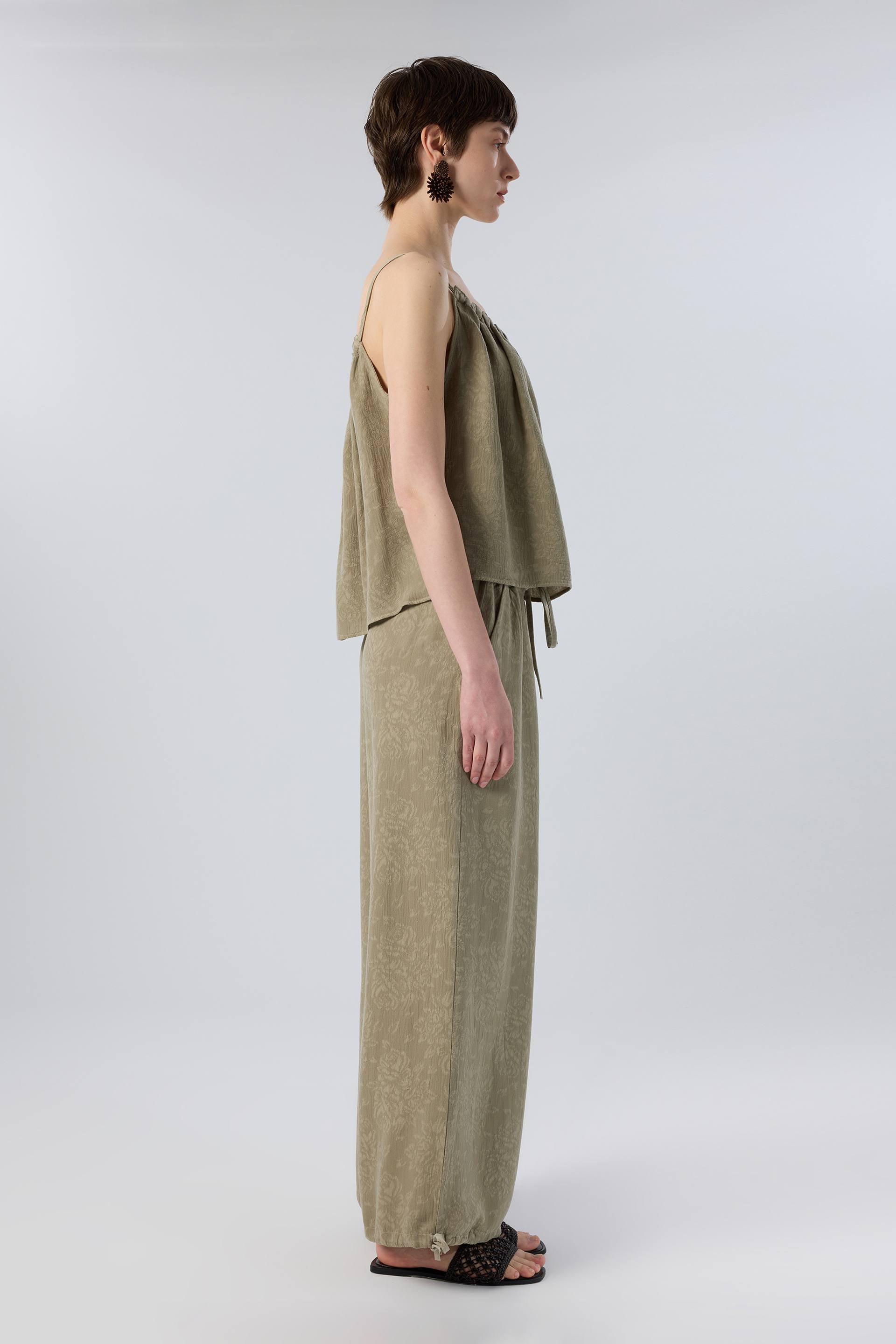 Luma dokulu Tencel bluz - olive yeşili kadın bluz #renk_Olive