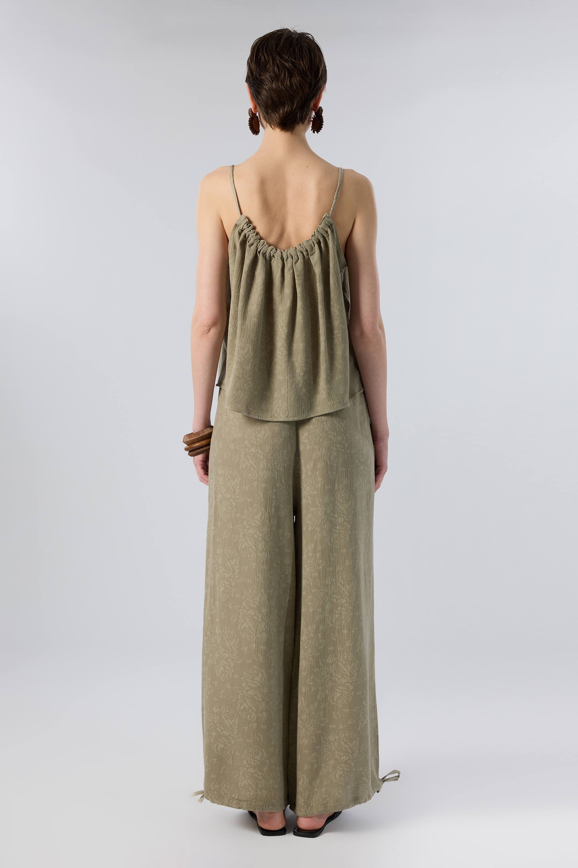 Luma dokulu Tencel bluz - olive yeşili kadın bluz #renk_Olive