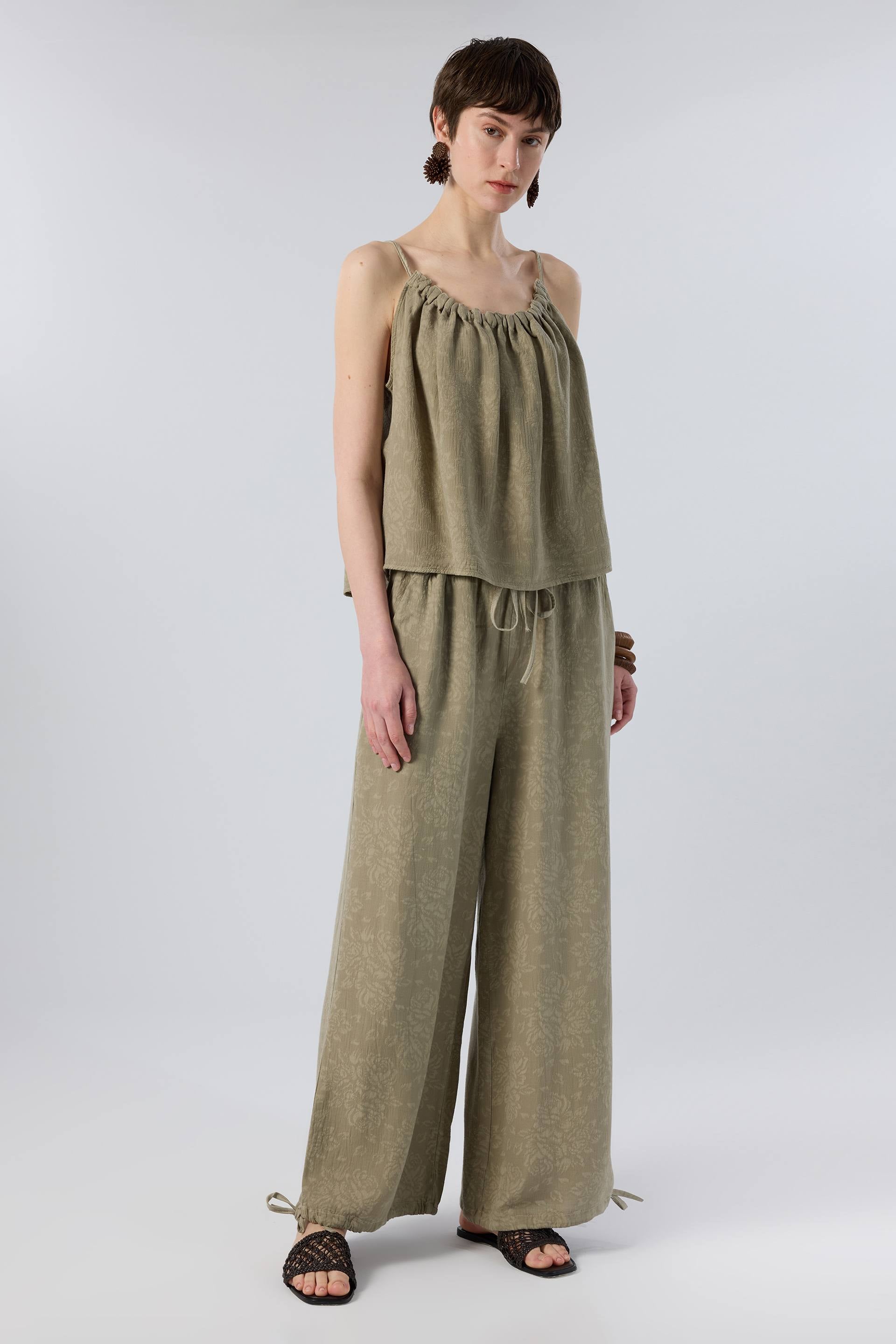 Luma dokulu Tencel bluz - olive yeşili kadın bluz #renk_Olive