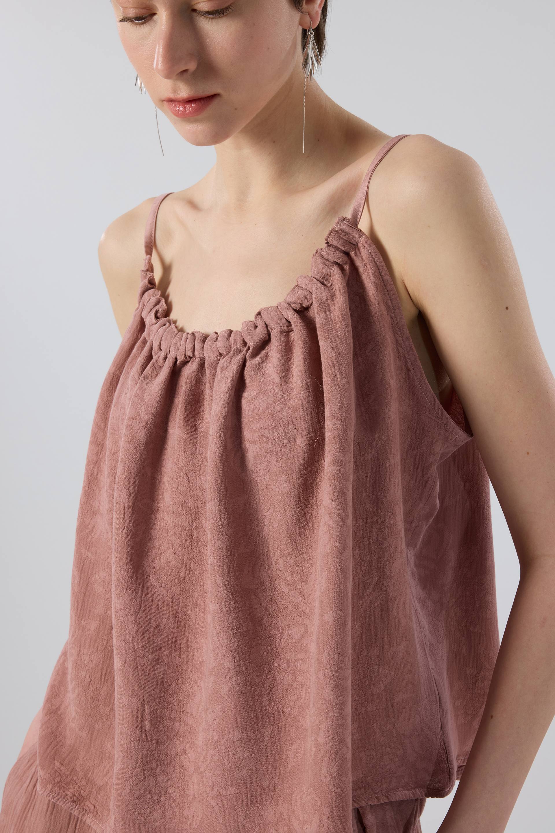 Luma Dokulu Tencel Askılı Bluz - Rose Kadın Bluz #renk_Rose