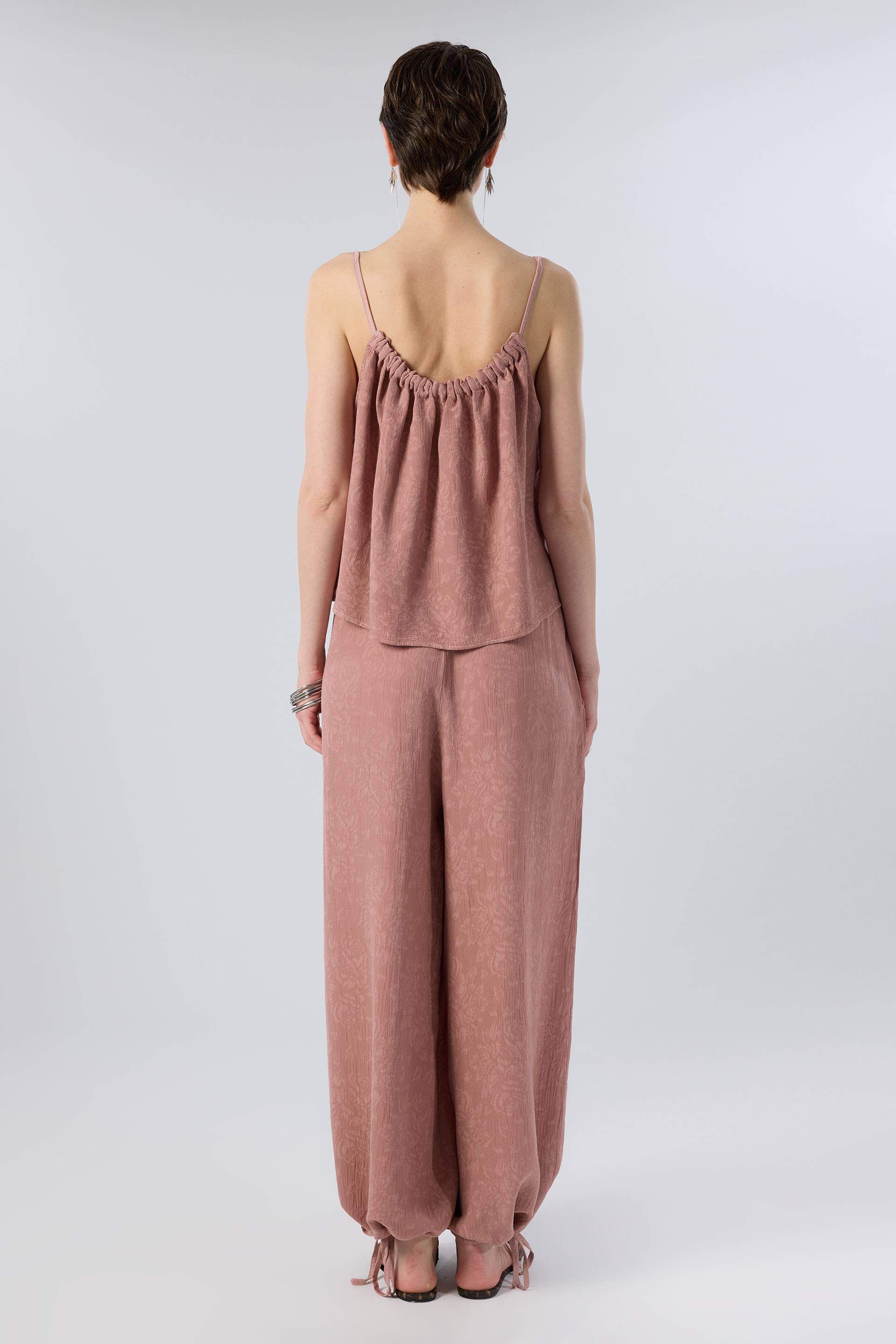 Luma Dokulu Tencel Askılı Bluz - Rose Kadın Bluz #renk_Rose
