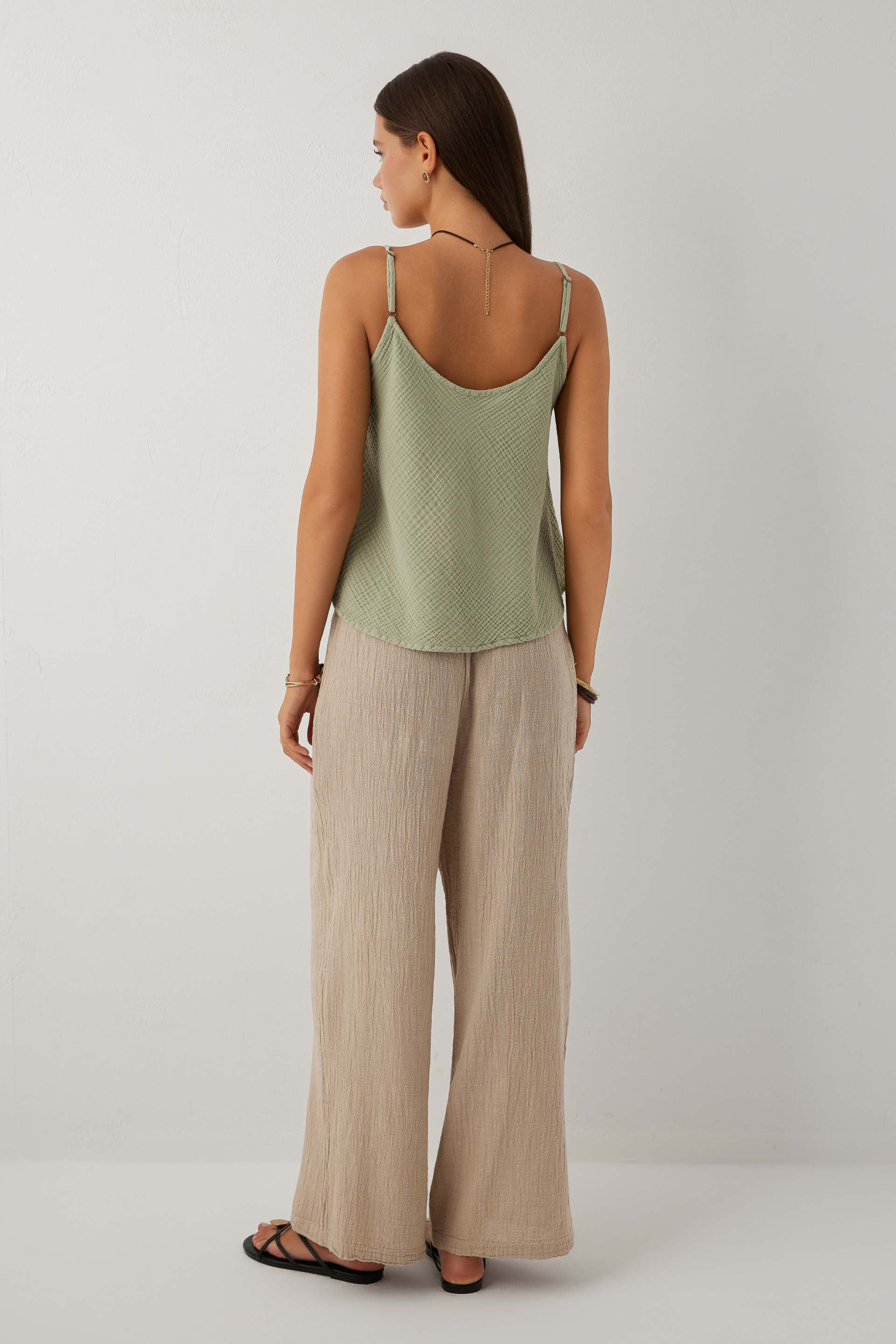 Nomad Müslin Askılı Bluz #renk_Ada Çayı