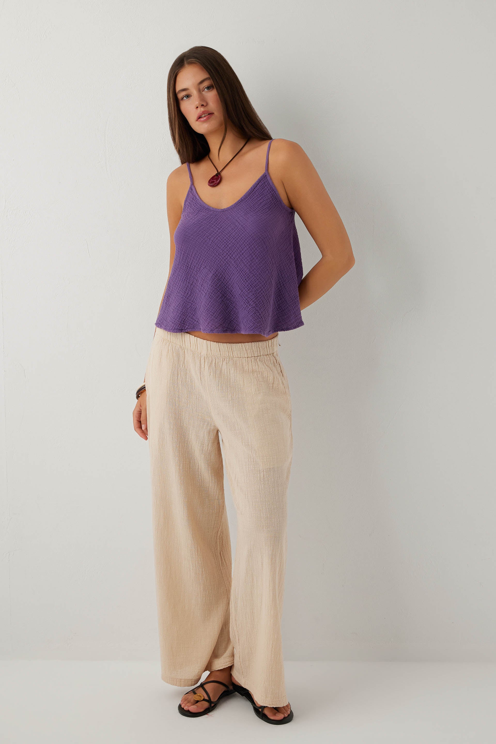 Nomad Müslin Askılı Bluz #renk_Mor