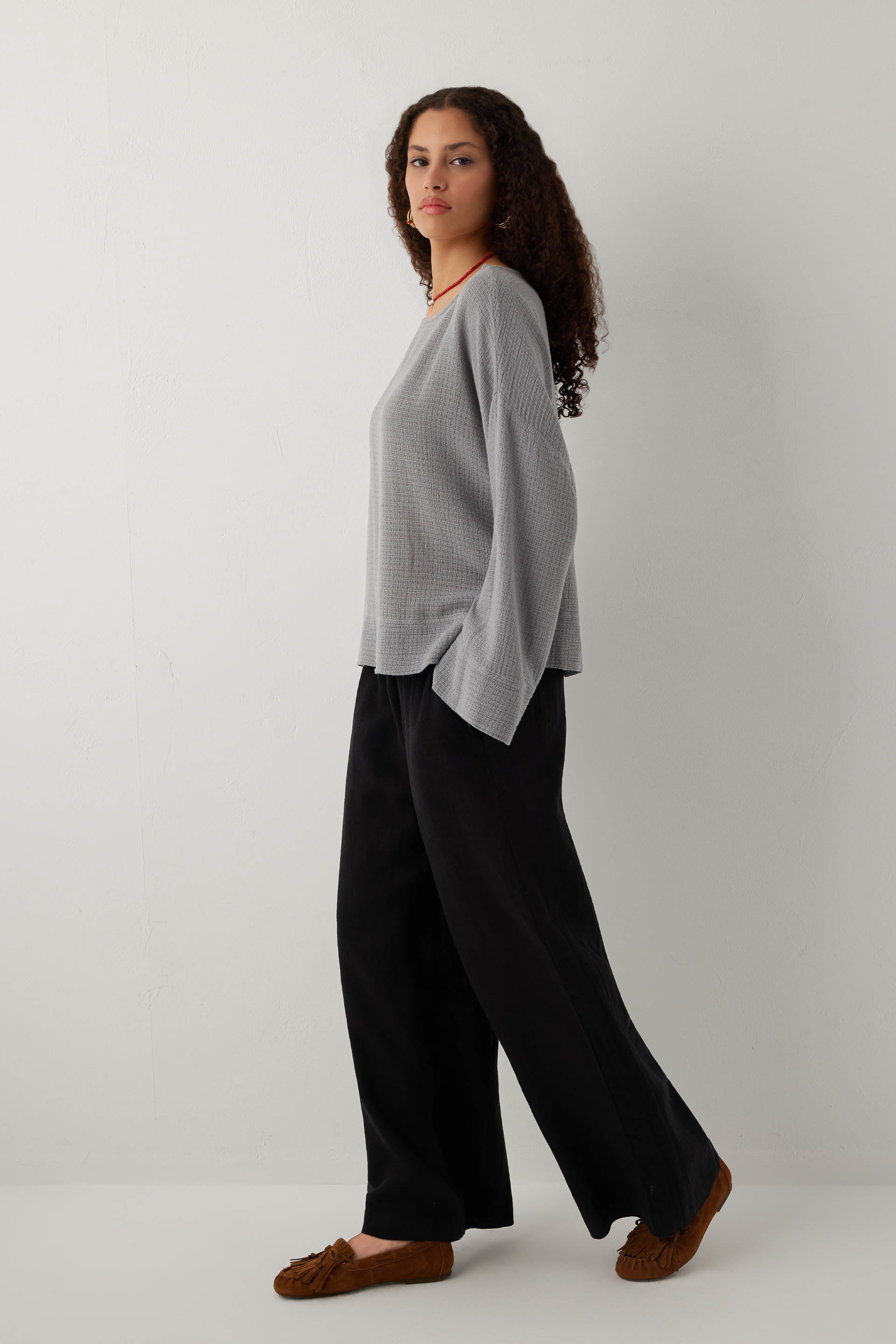 Ease Kimono Kollu Kadın Bluz #renk_Gri