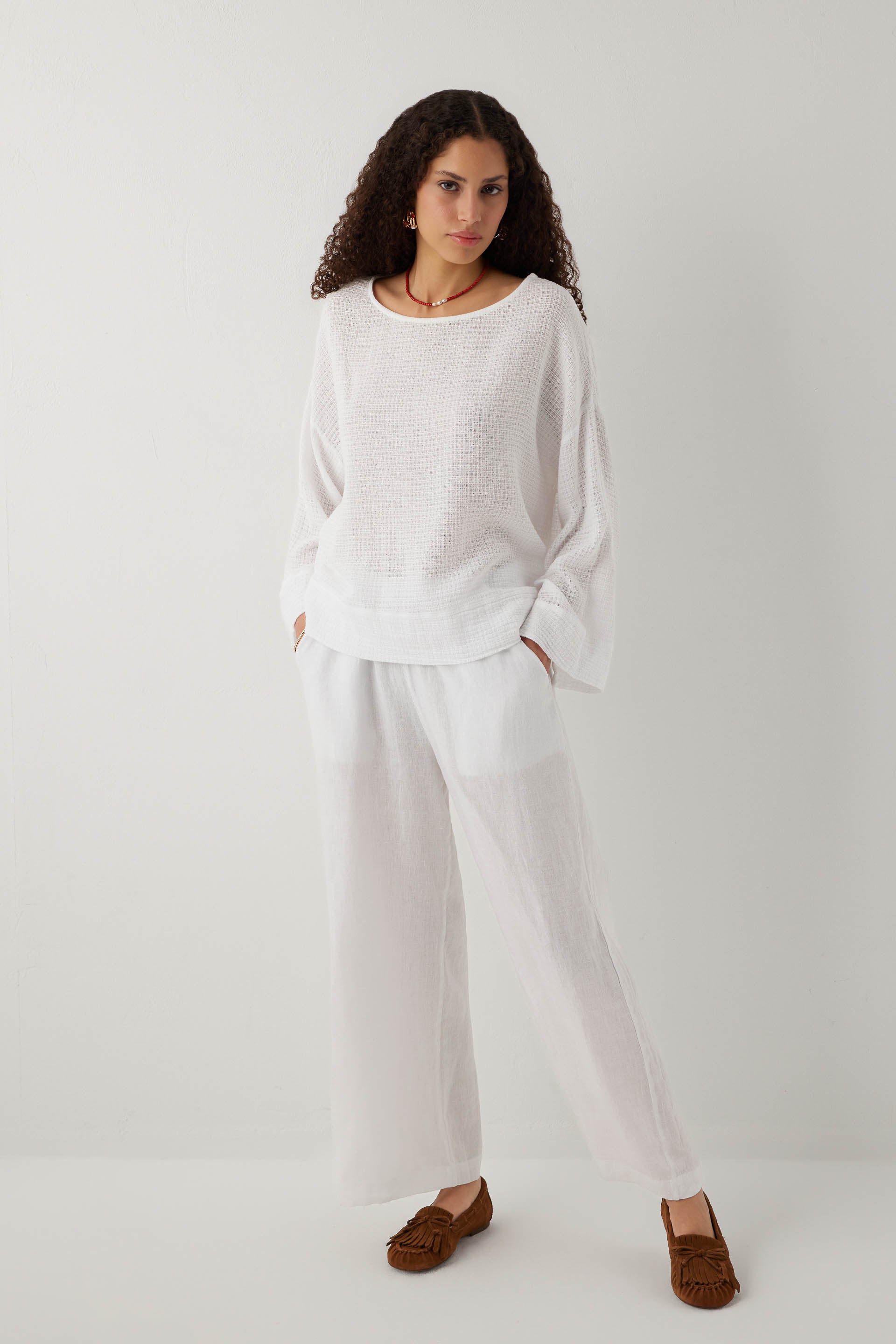 Ease Kimono Kollu Kadın Bluz #renk_Beyaz