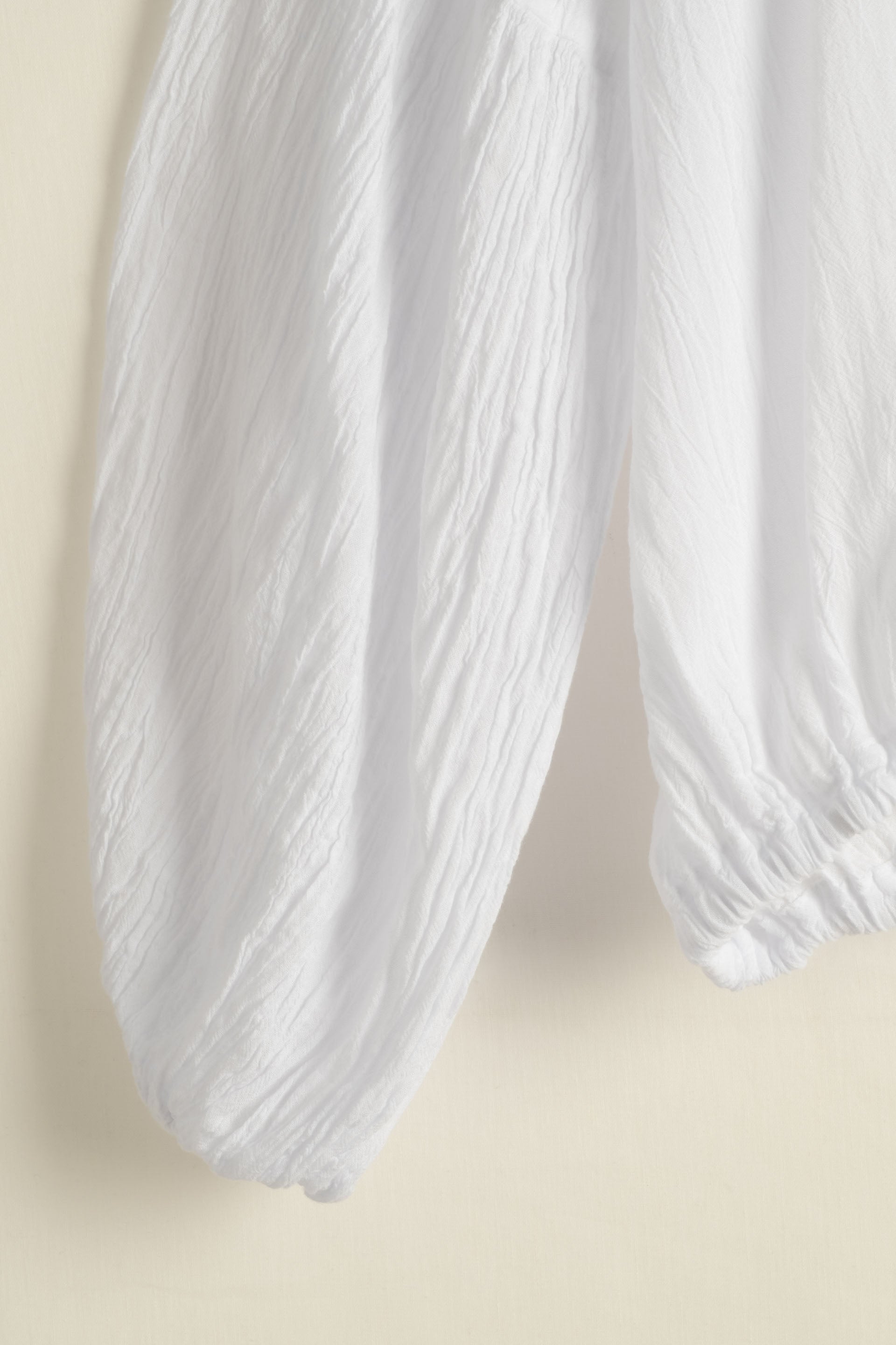 Breeze Balon Kollu Kadın Tencel Pamuk Bluz #renk_Beyaz