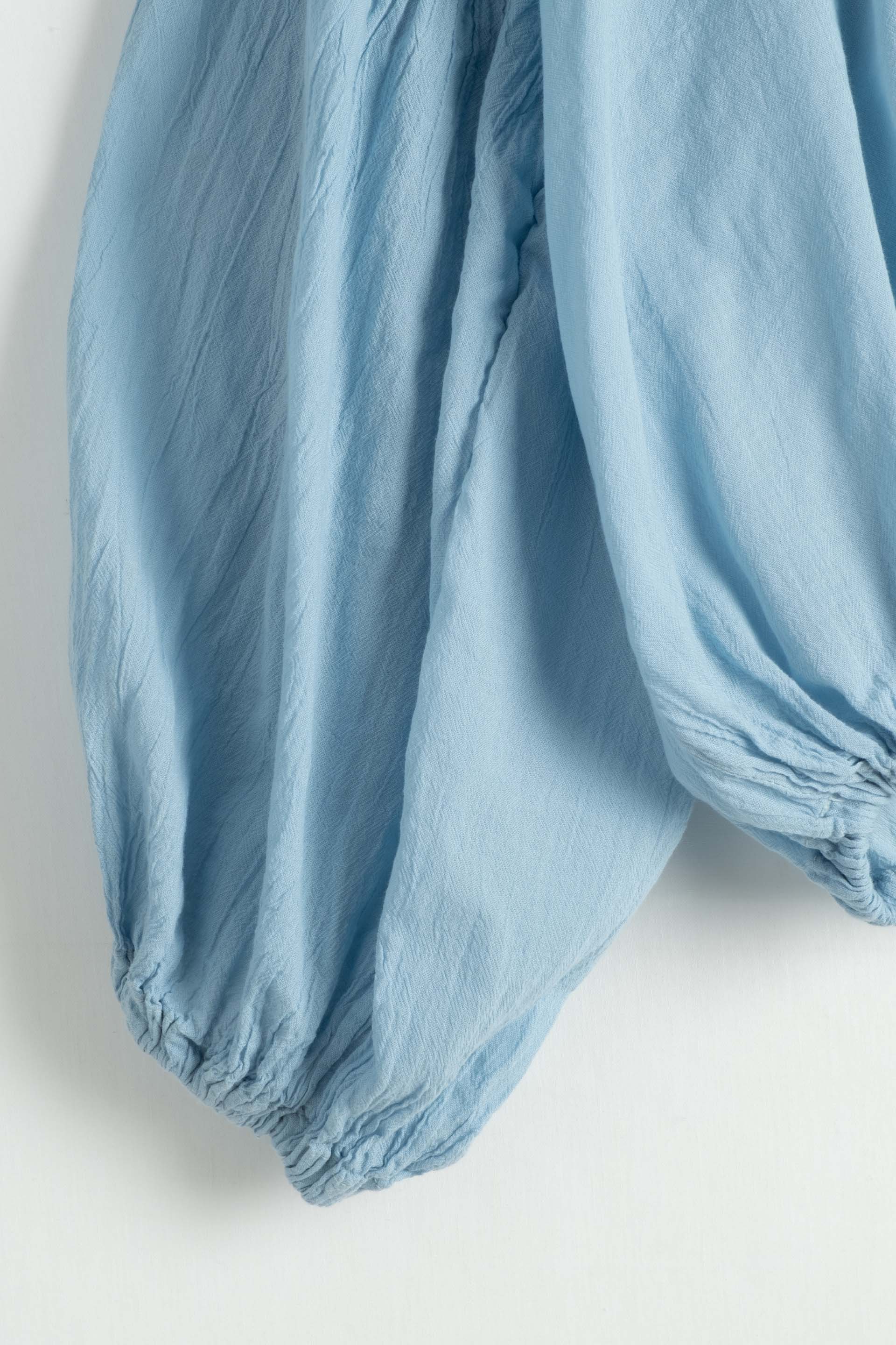 Breeze Balon Kollu Kadın Tencel Pamuk Bluz #renk_Bulut Mavi