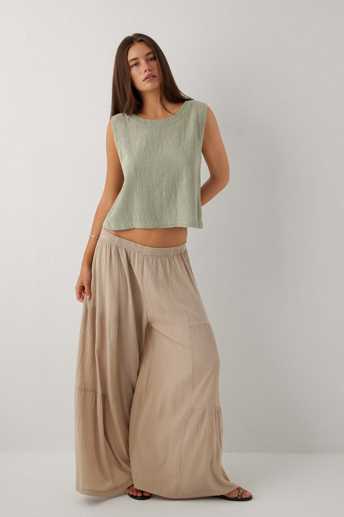 Nomad Flam Dokulu Kolsuz Bluz #renk_Ada Çayı
