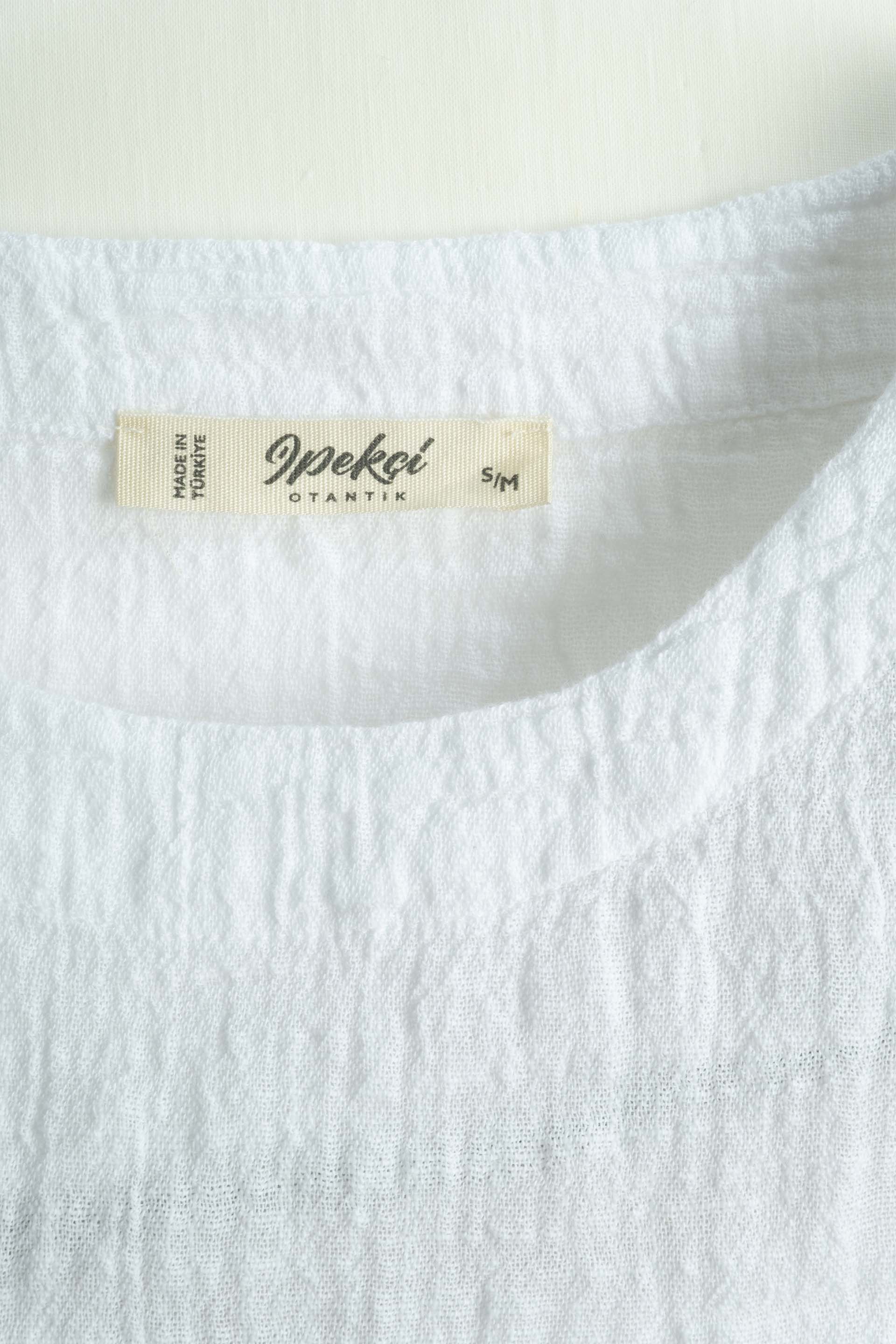 Nomad Flam Dokulu Kolsuz Bluz #renk_Beyaz