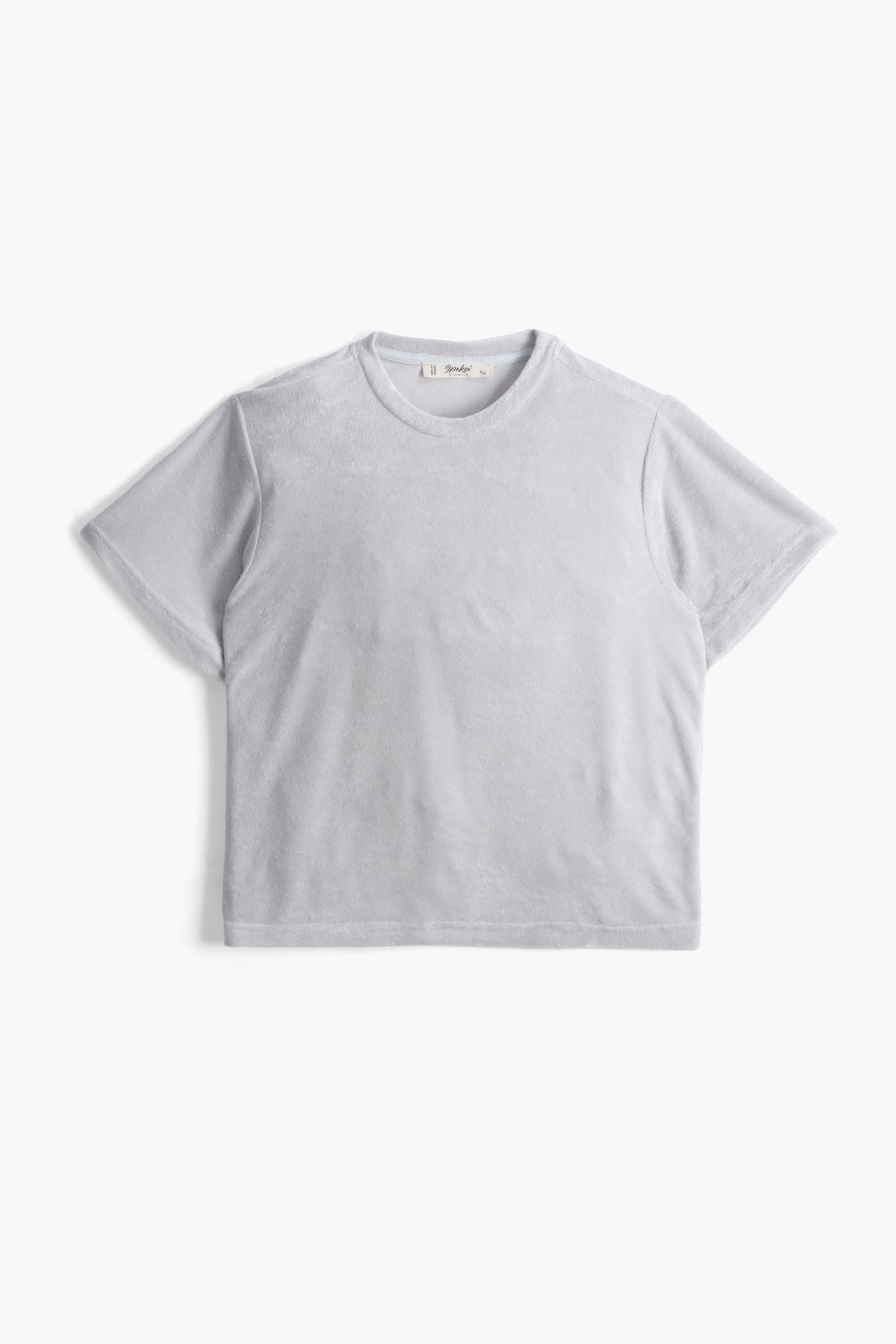 Terry Flow Havlu Kumaş Modal Kadın Bisiklet Yaka Tişört #renk_Açık Gri