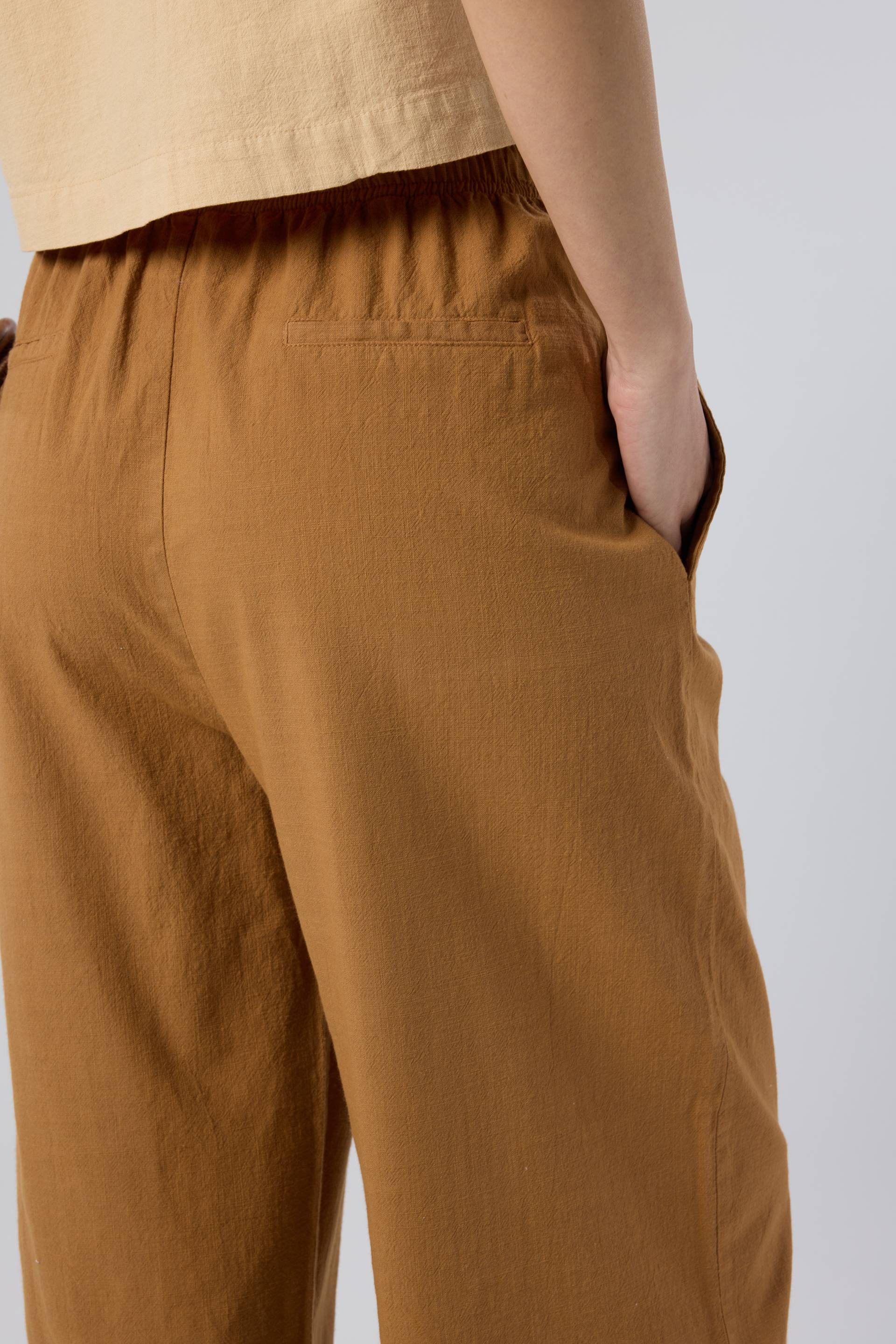 Flamlı Dokulu Pamuk Palazzo Pantolon #renk_Terra Cotta