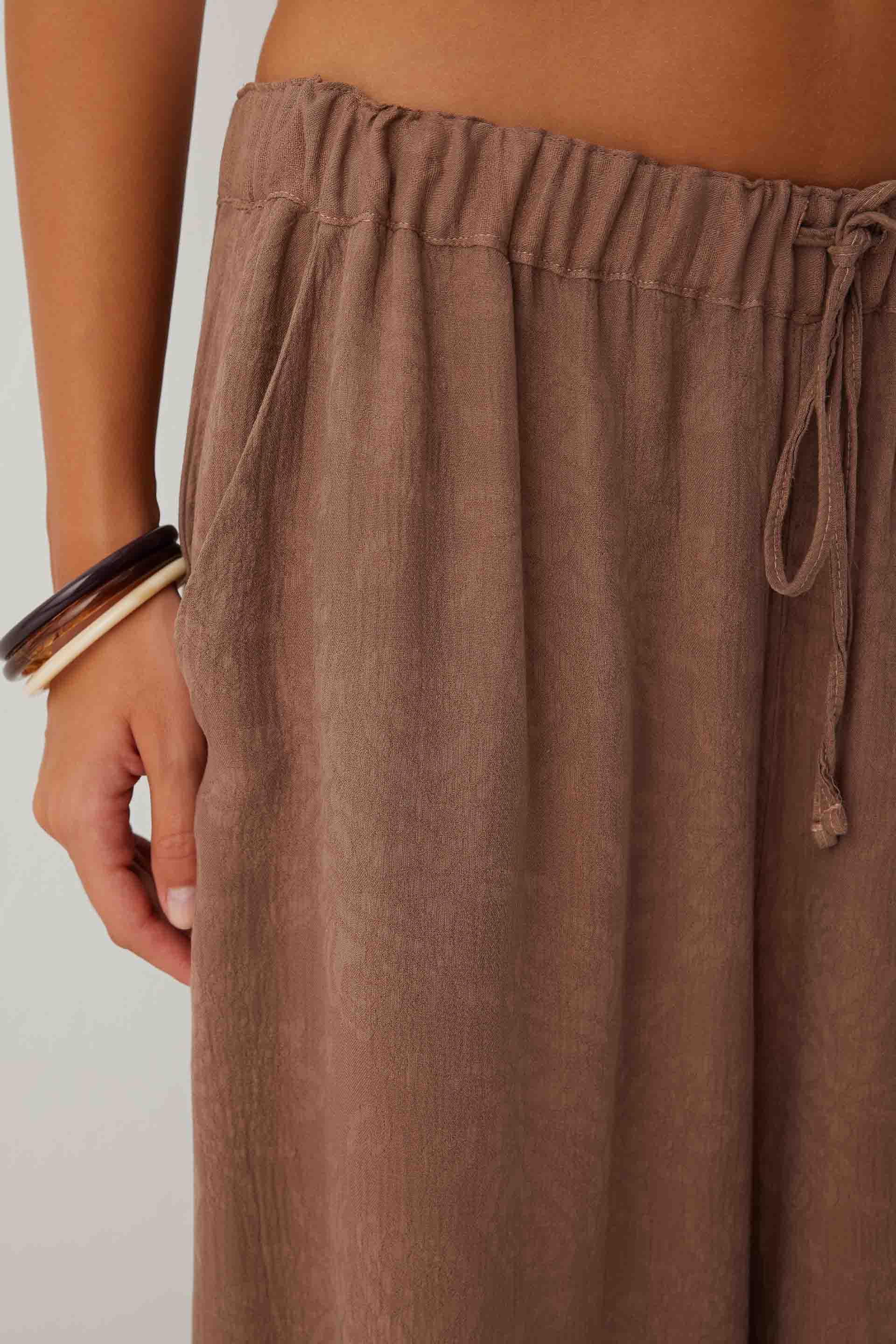 Luma Dokulu Tencel Pantolon #renk_Kahve