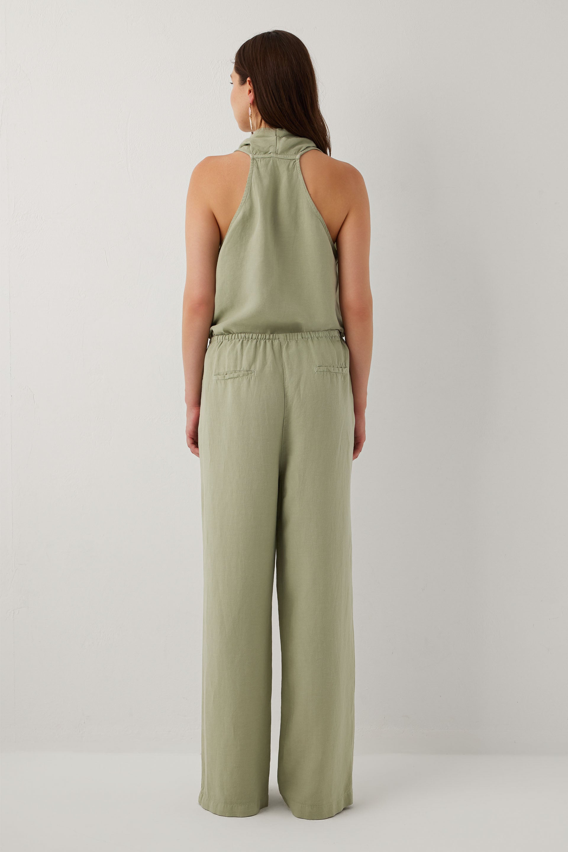 Linoflow Relax Keten Tencel Kadın Pantolon #renk_Ada Çayı