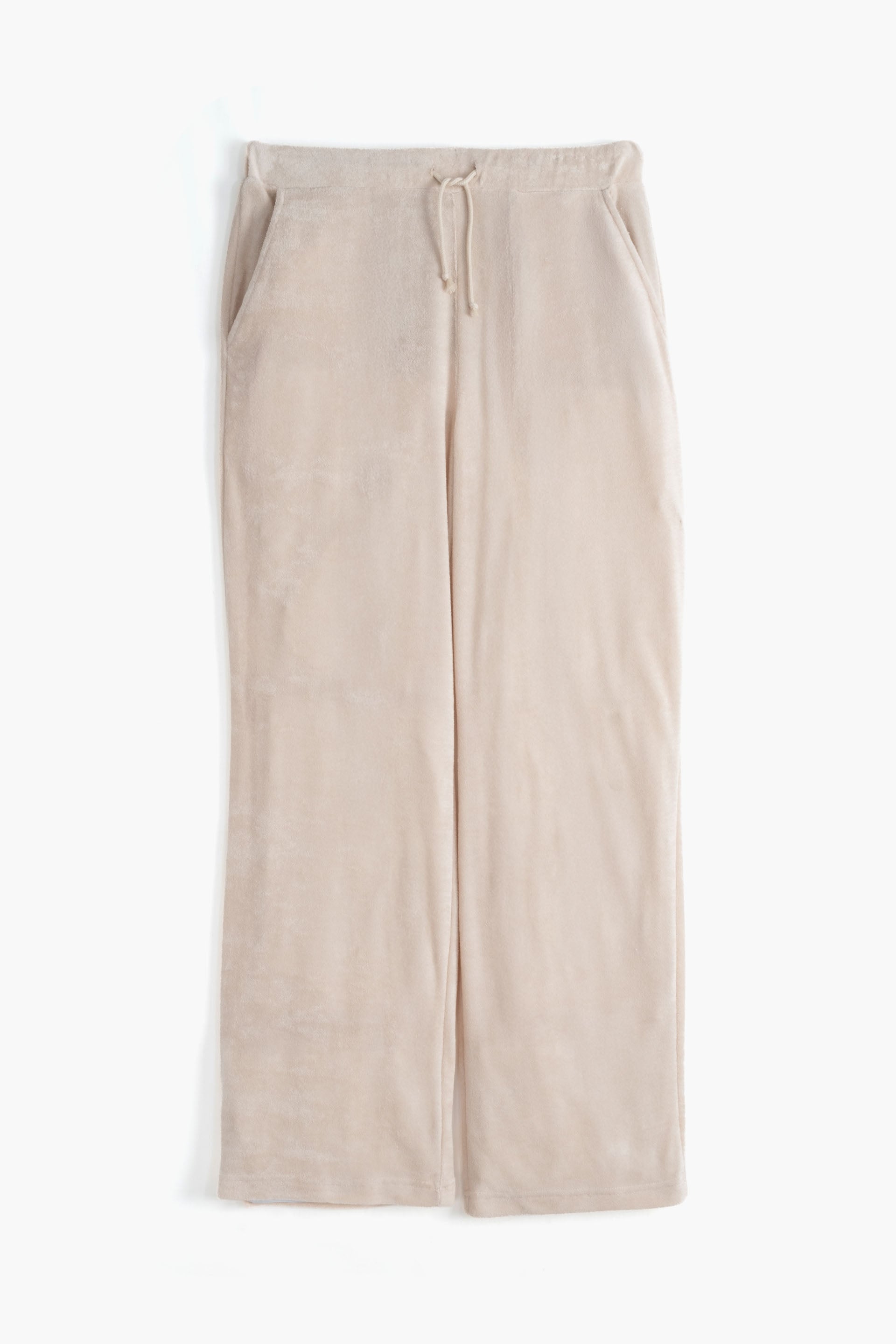 Terry Flow Havlu Kumaş Modal Bağcıklı Kadın Pantolon #renk_Bej