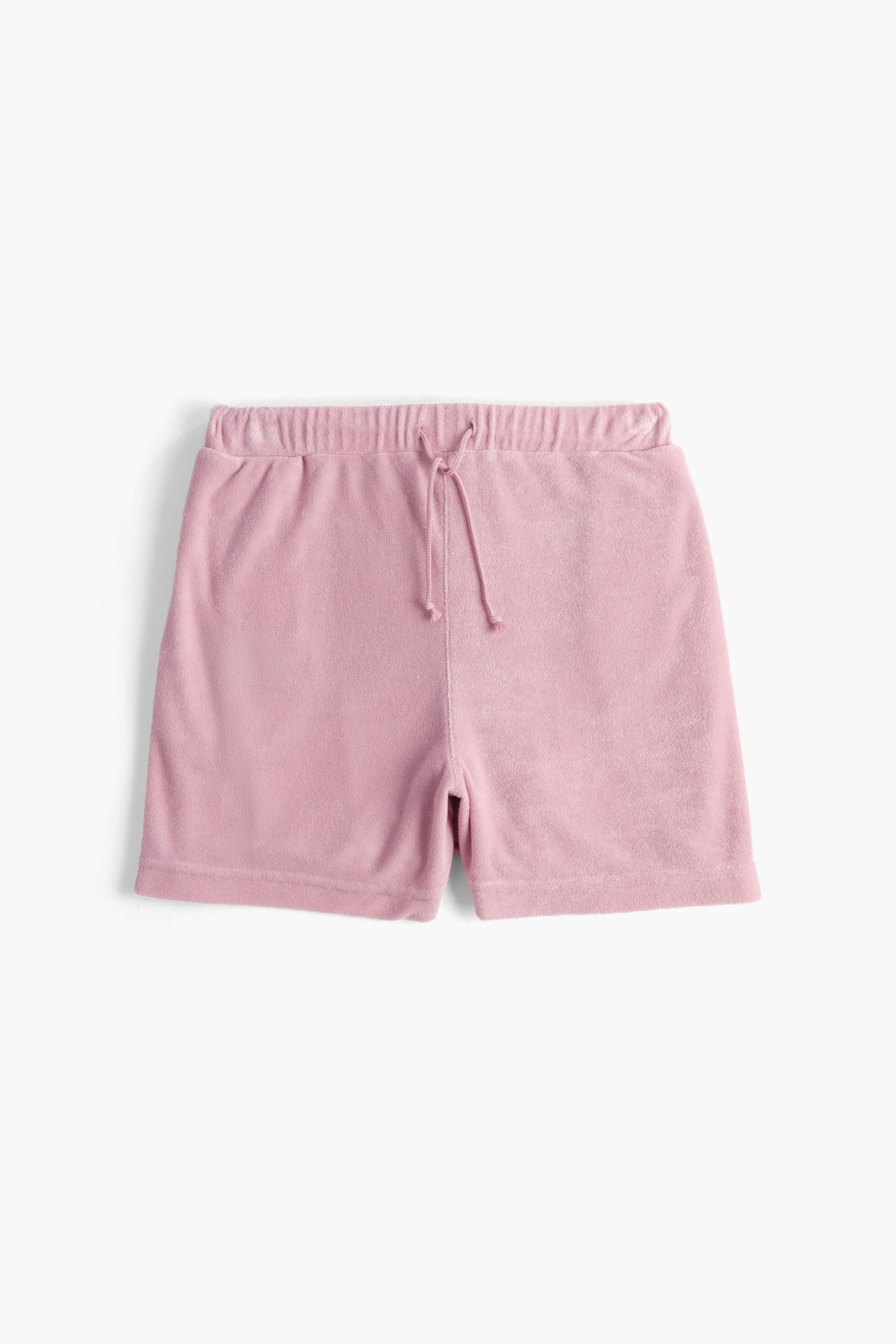 Terry Flow Modal Havlu Kumaş Lastikli Bağcıklı Kadın Kısa Şort #renk_Pudra