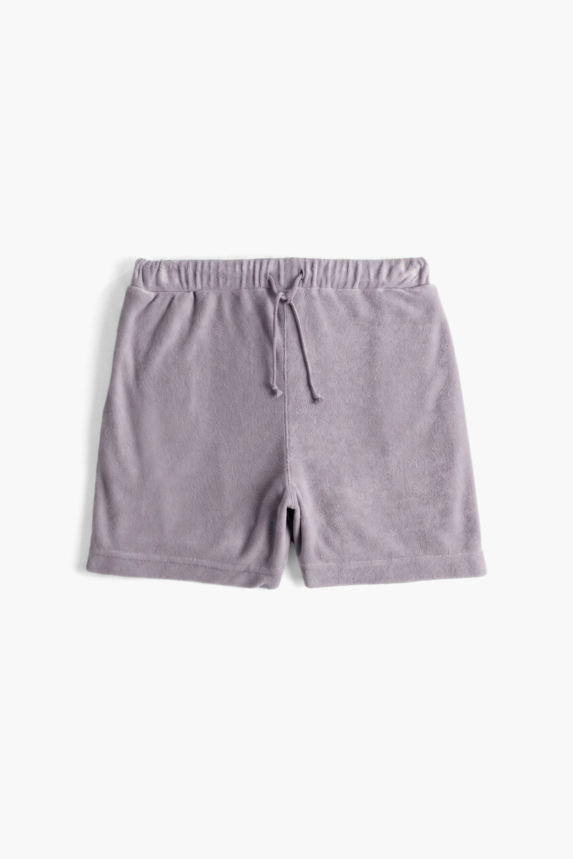 Terry Flow Modal Havlu Kumaş Lastikli Bağcıklı Kadın Kısa Şort #renk_Koyu Gri