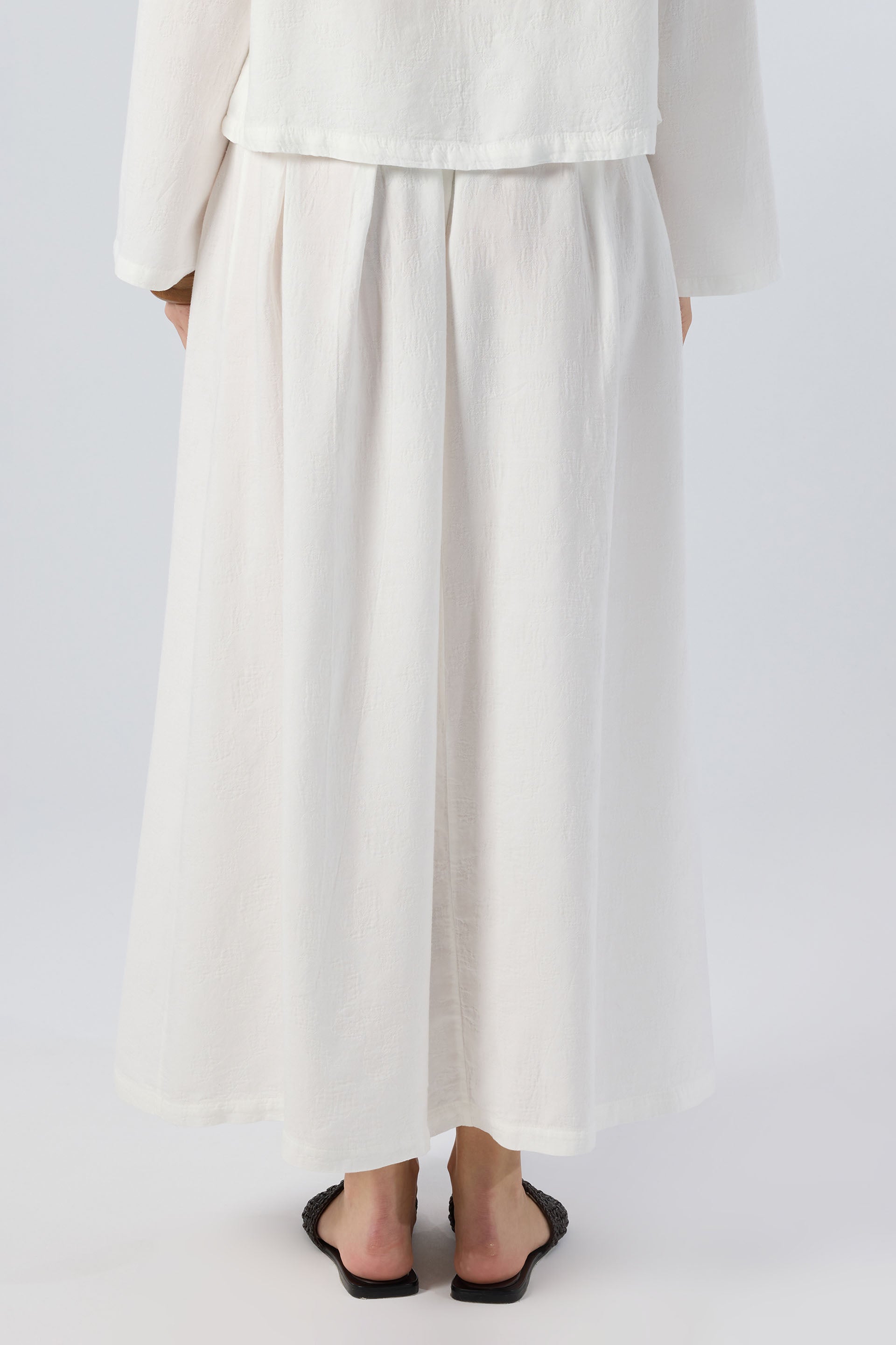 Woven Flora Jakar Tencel Uzun Çan Etek #renk_Beyaz