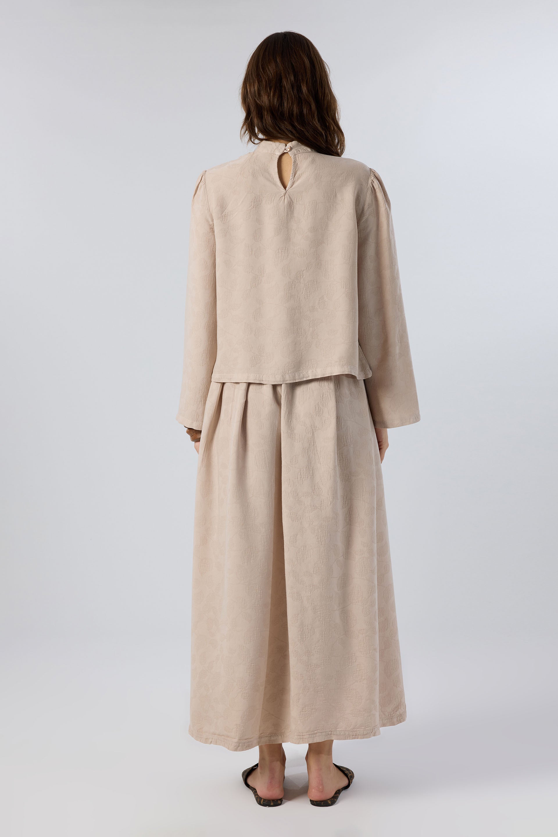 Woven Flora Jakar Tencel Uzun Çan Etek #renk_Vizon