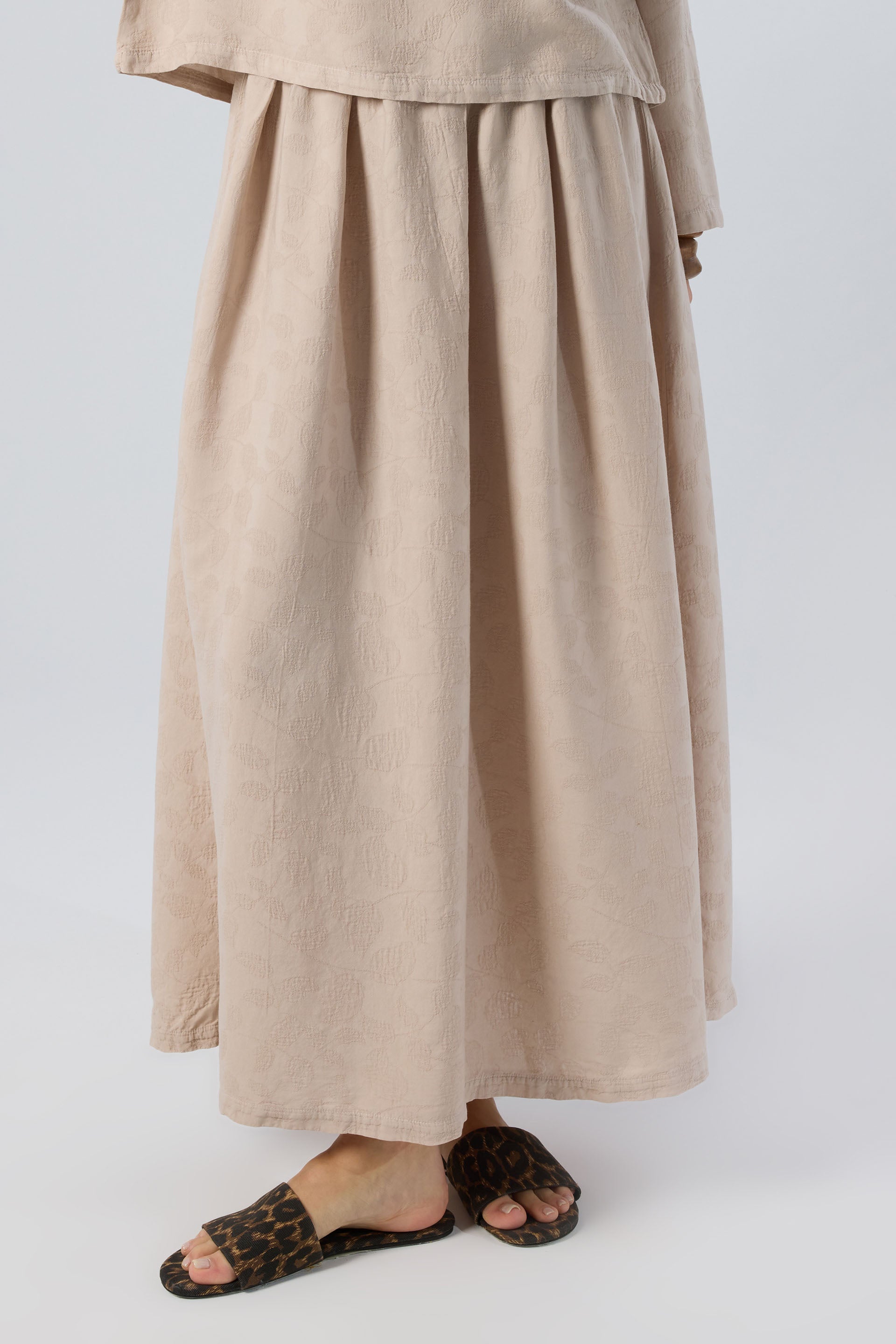 Woven Flora Jakar Tencel Uzun Çan Etek #renk_Vizon