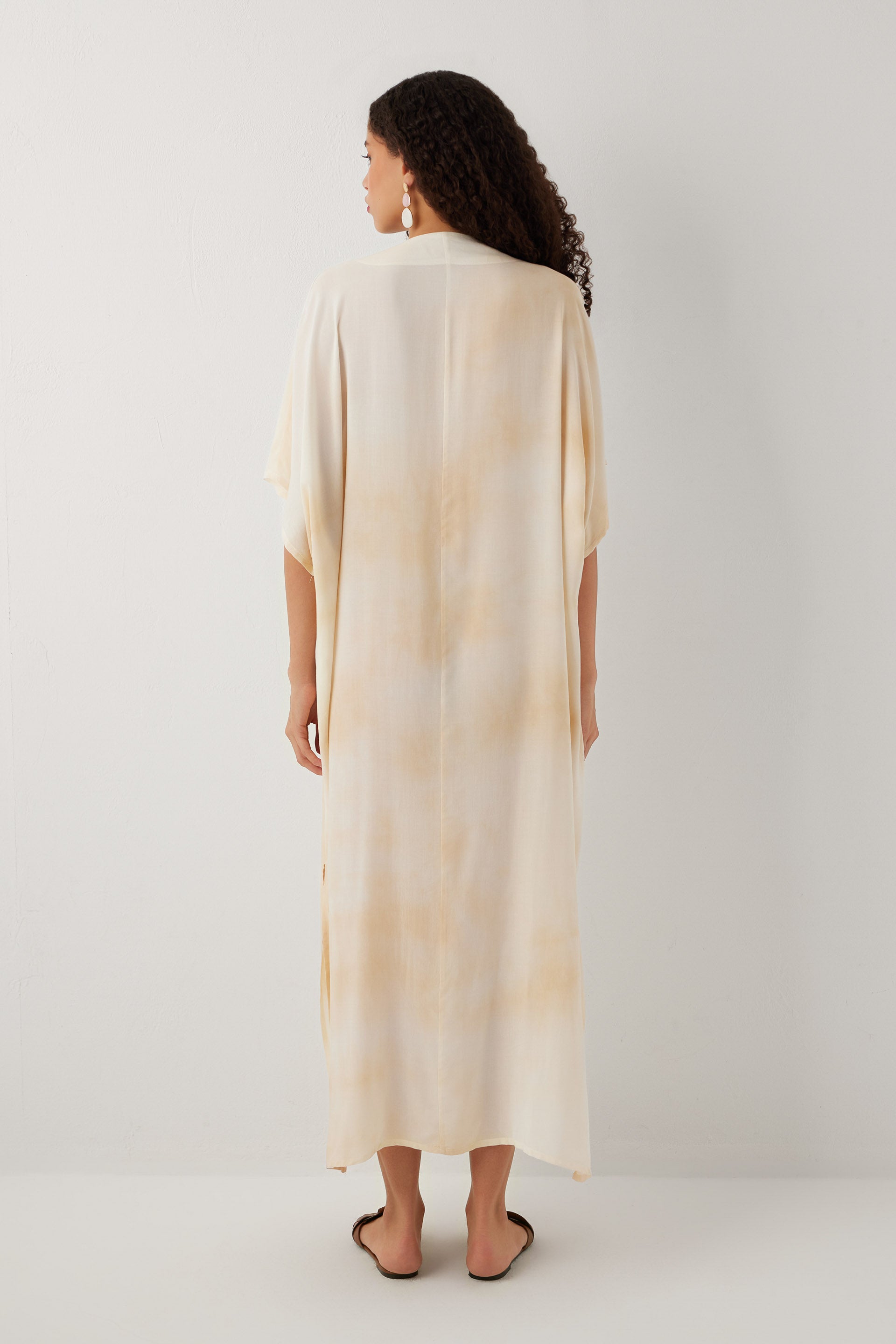 Earth Dye V Yaka Batik Maxi Elbise