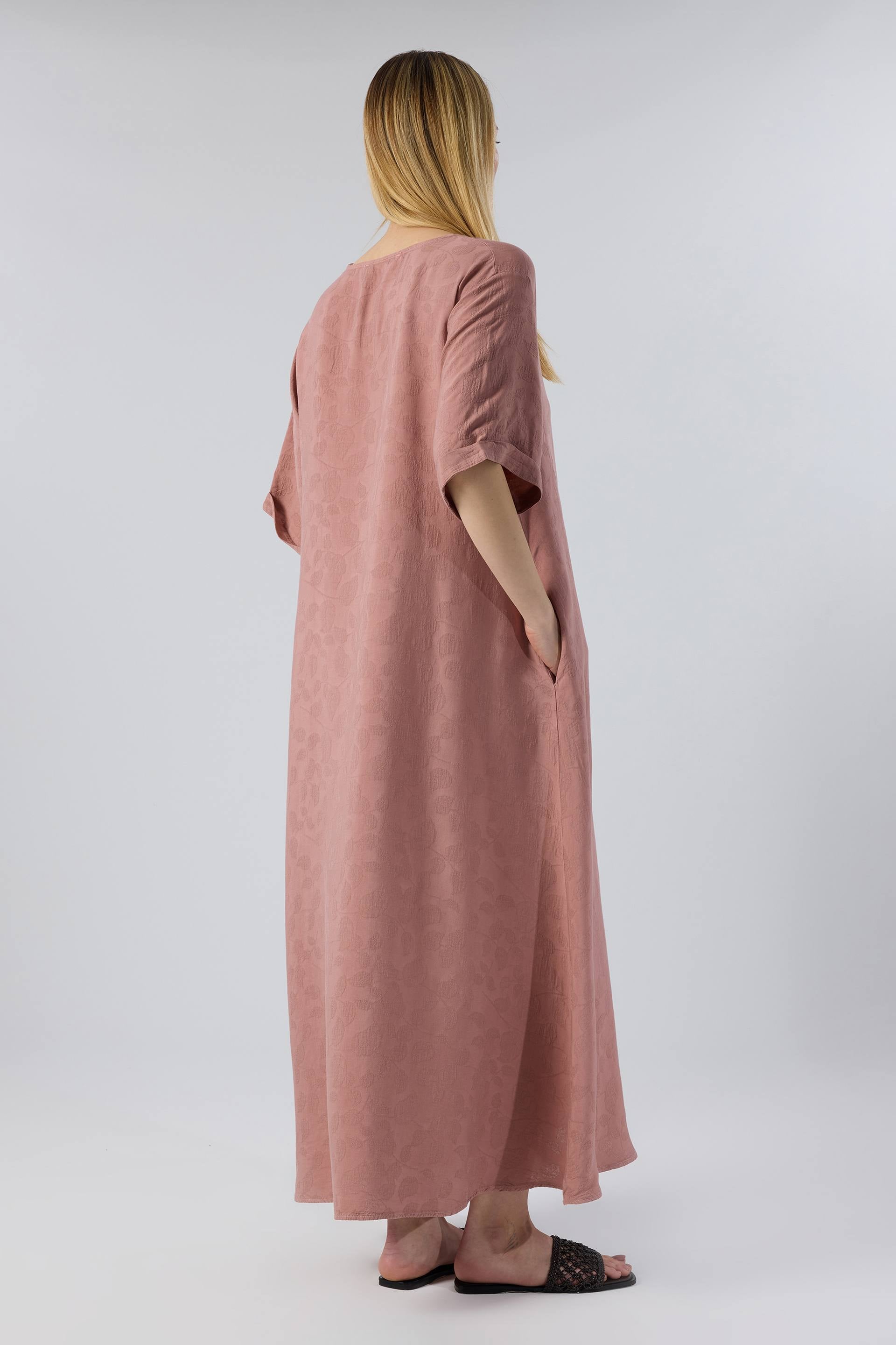Woven Flora Dokulu Tensel Çan Elbise #renk_Rose