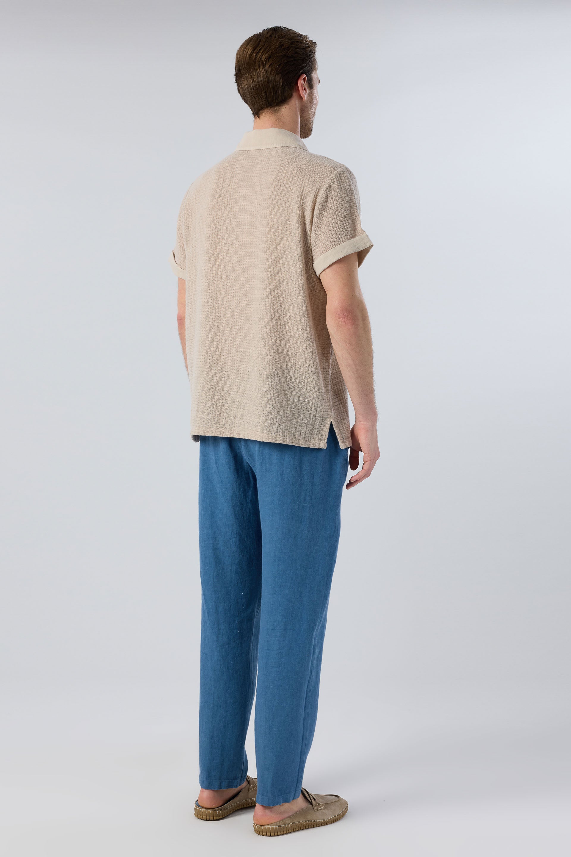 Rahat Kesim %100 Keten Erkek Pantolon #renk_Indigo