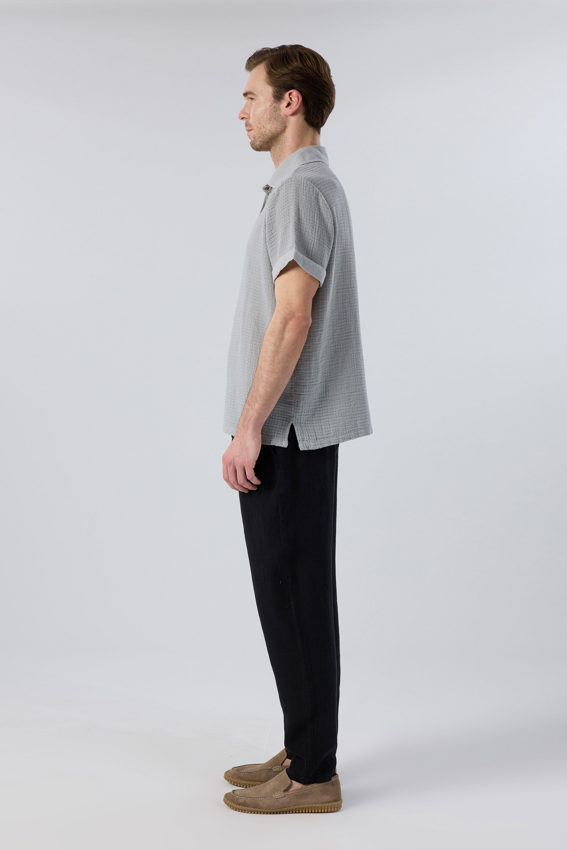 Rahat Kesim %100 Keten Erkek Pantolon #renk_Siyah